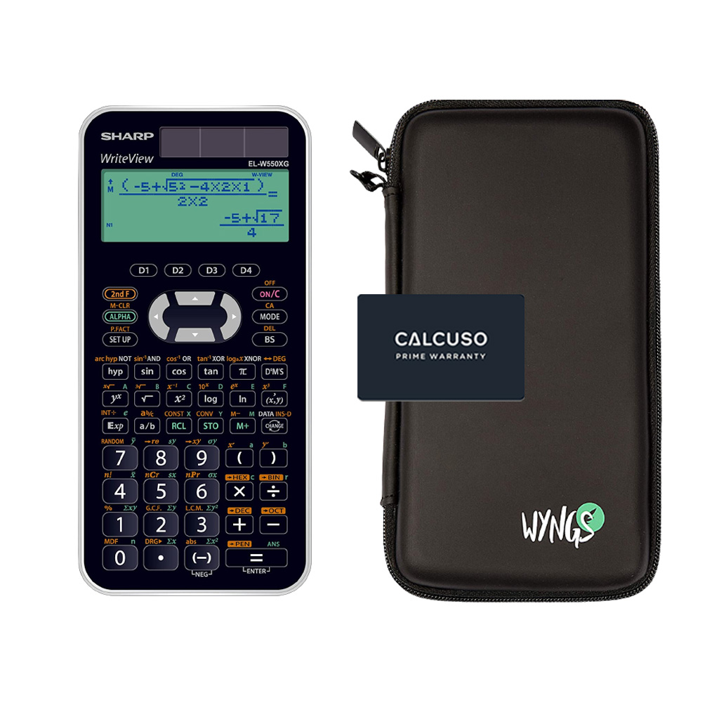 Sharp EL-W550XG avec Housse de Protection WYNGS incluse Noir - Calculatrice Scientifique - Pack de Base