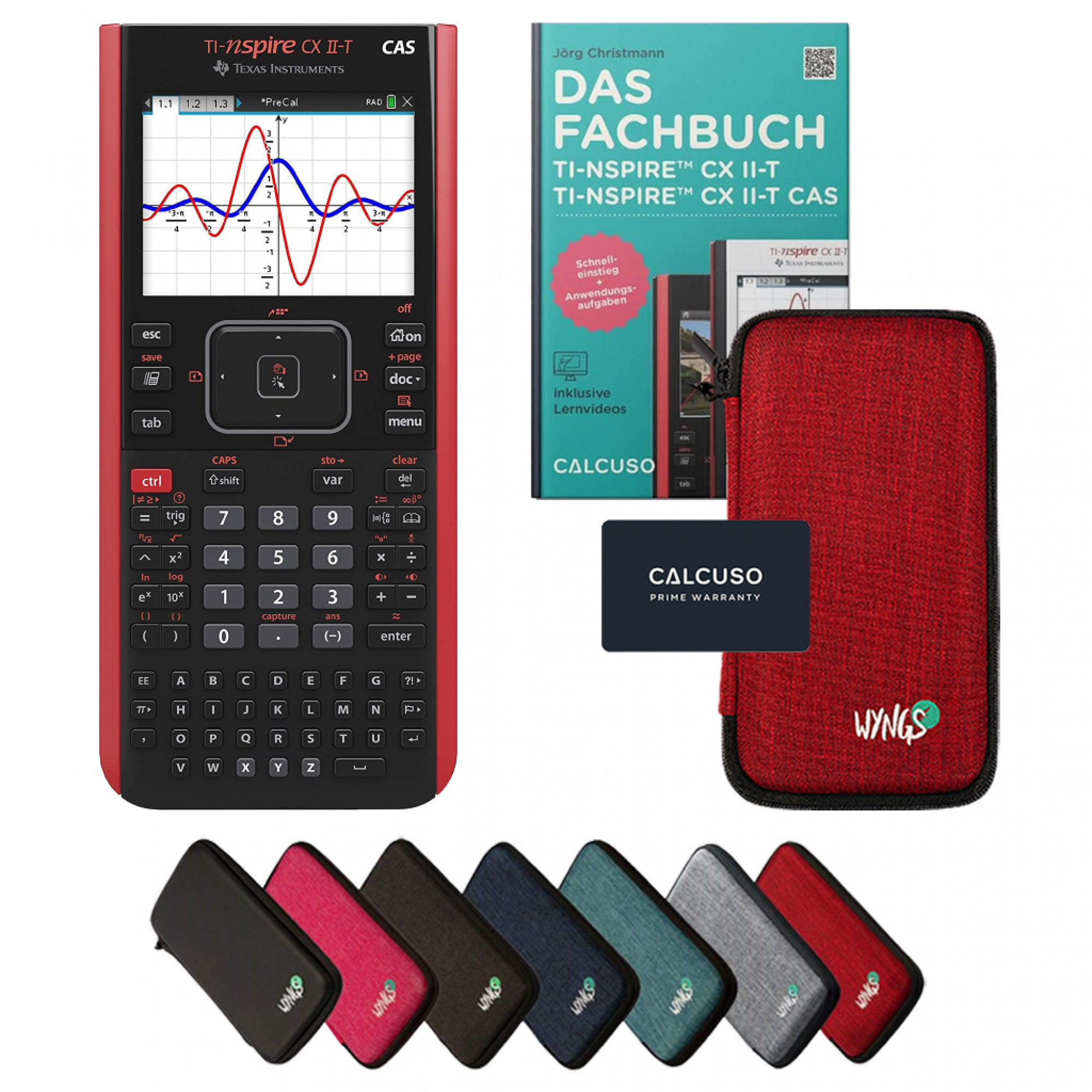 TI-Nspire CX II-T CAS incl. beschermhoes Rood & vakboek (160 pagina's ...
