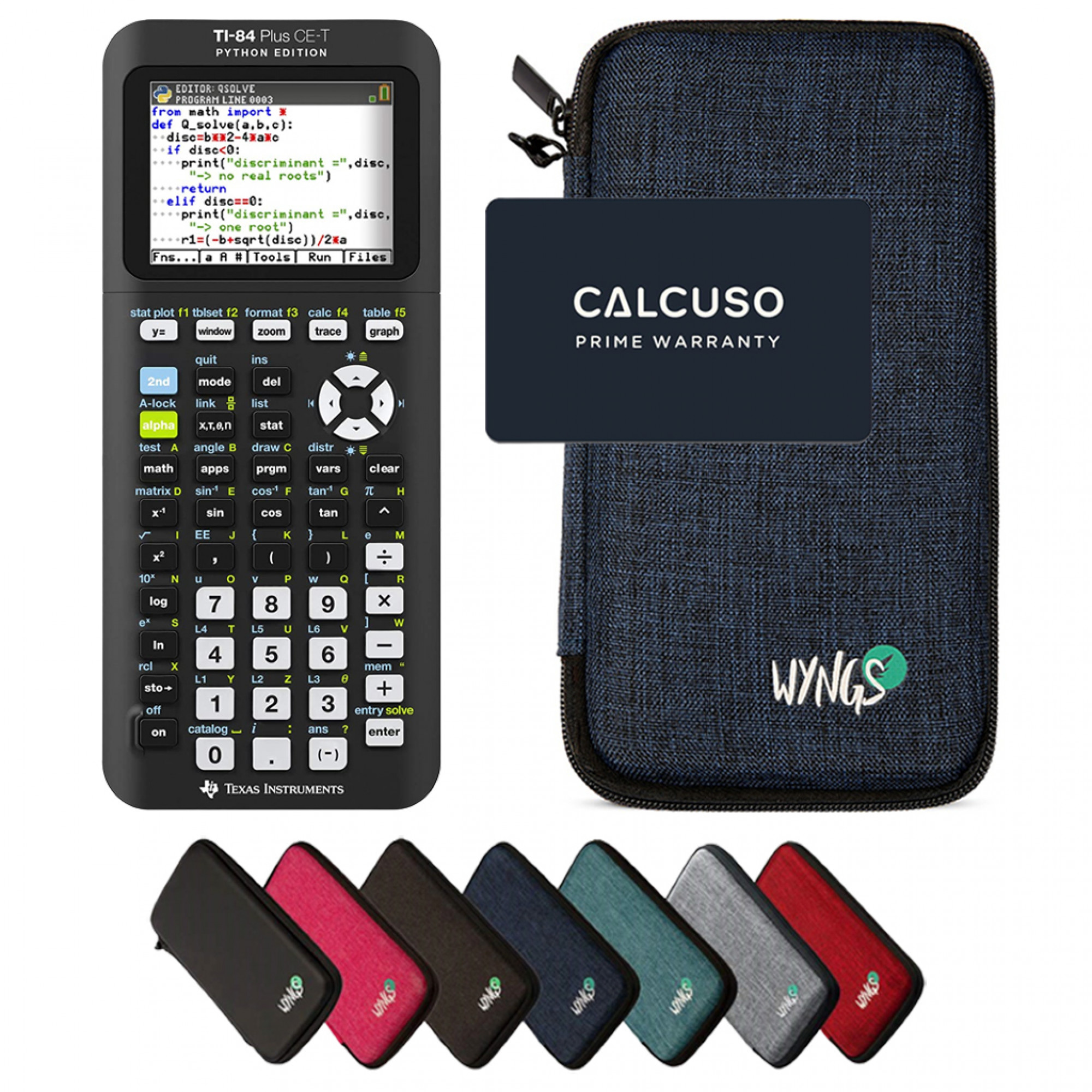 TI-84 Plus Ce -T Python Edition incl. WYNGS Beschermhoes Blauw ...