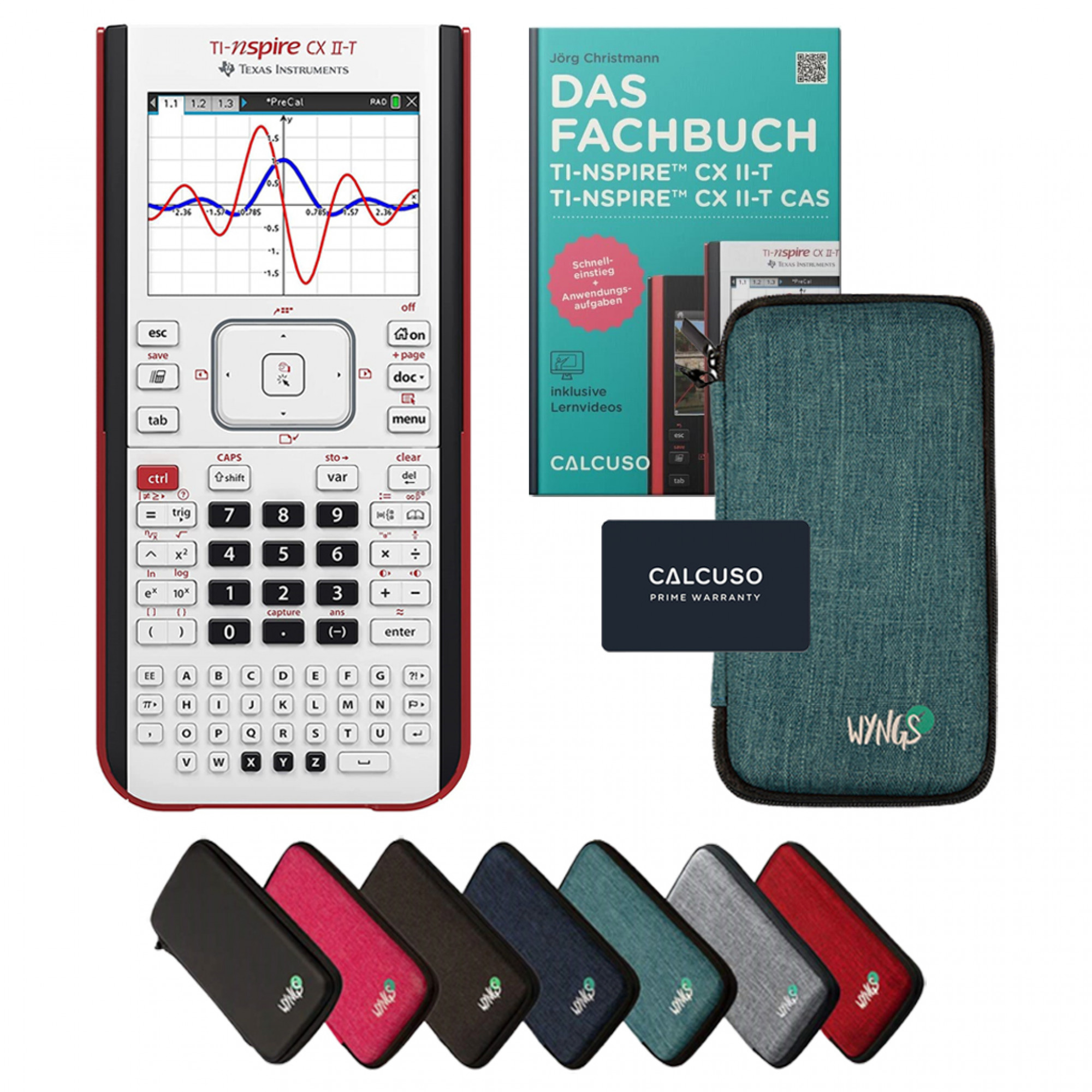 TI-Nspire CX II-T incl. beschermhoes Turkoois & vakboek (160 pagina's ...