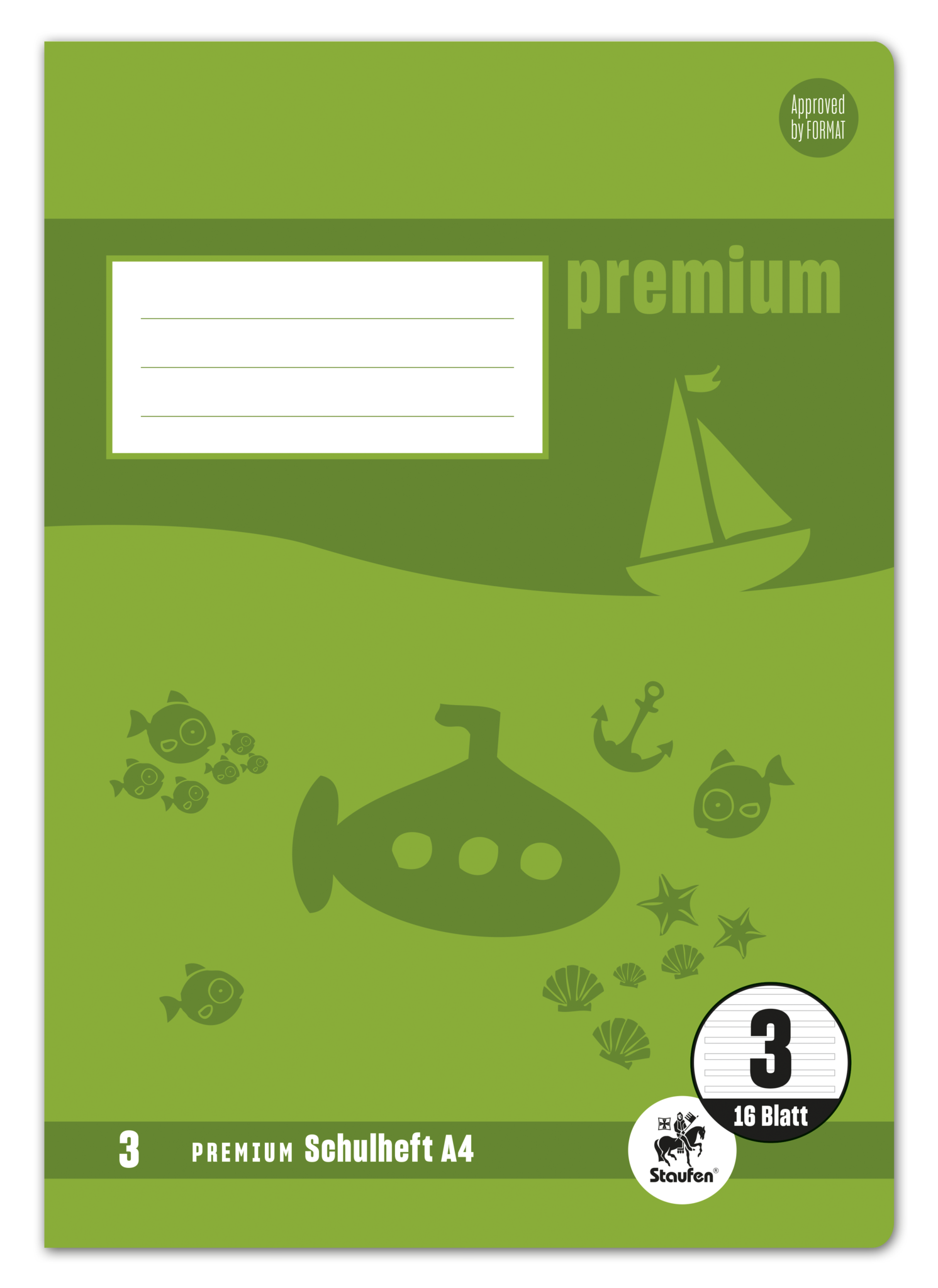 Staufen Premium Heft PREMIUM LIN 3 - A4, 16 Blatt, 90 g/qm, DoppelPREMIUM LIN ien
