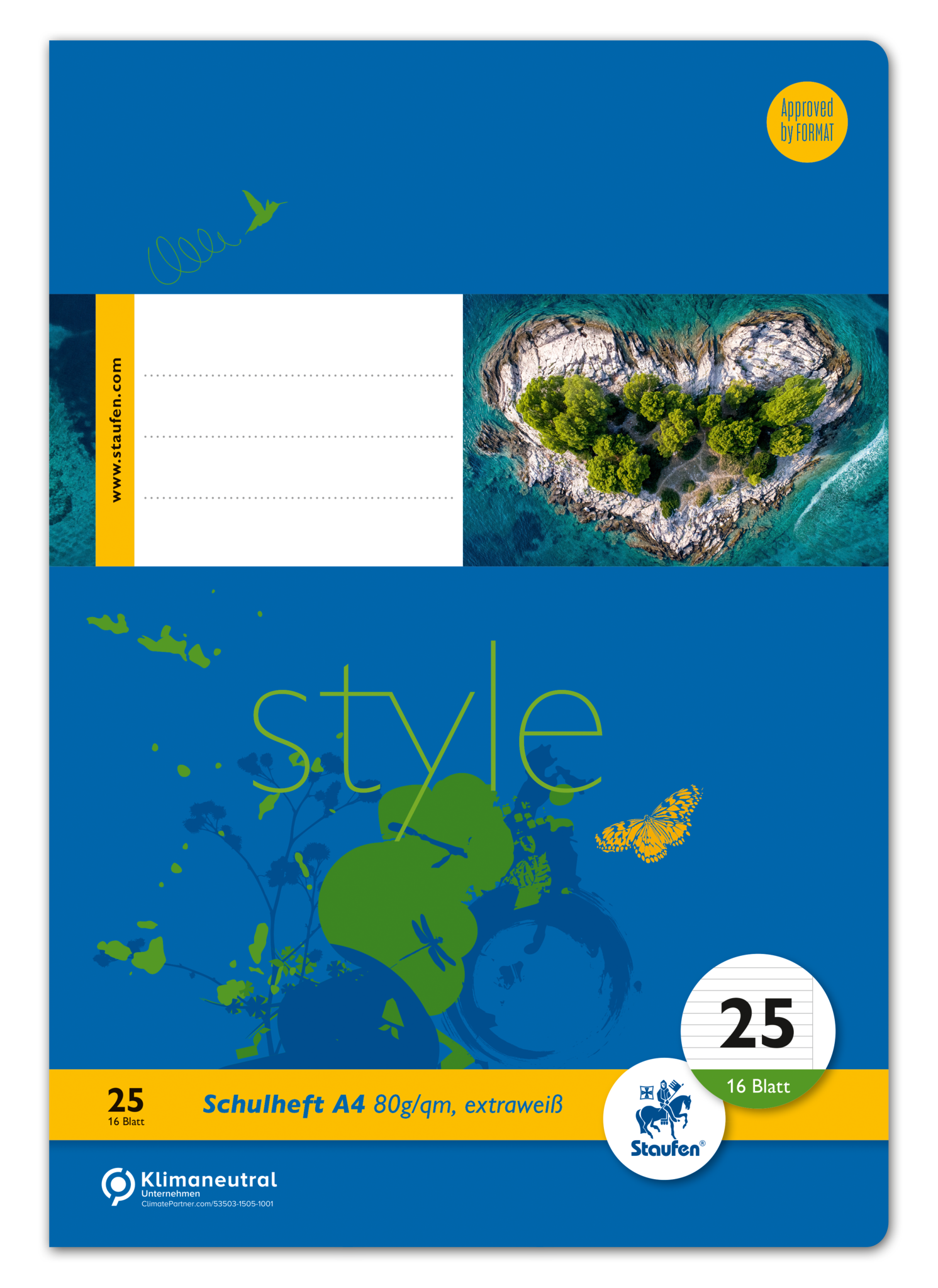Staufen Heft LIN25 - A4 16 Blatt 80g/qm 9mm liniert mit Rand
