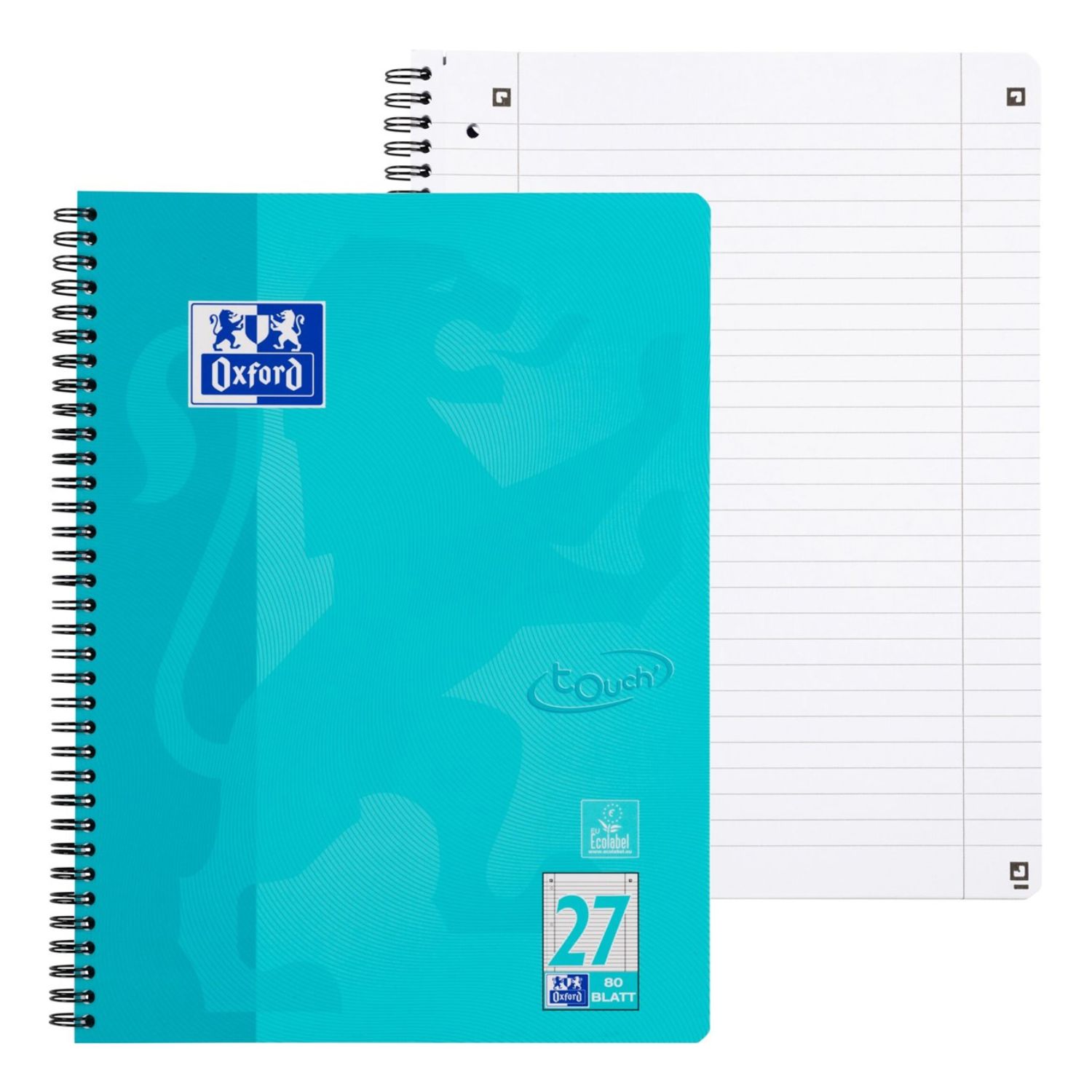 Oxford touch Collegeblock Lineatur 27, aqua