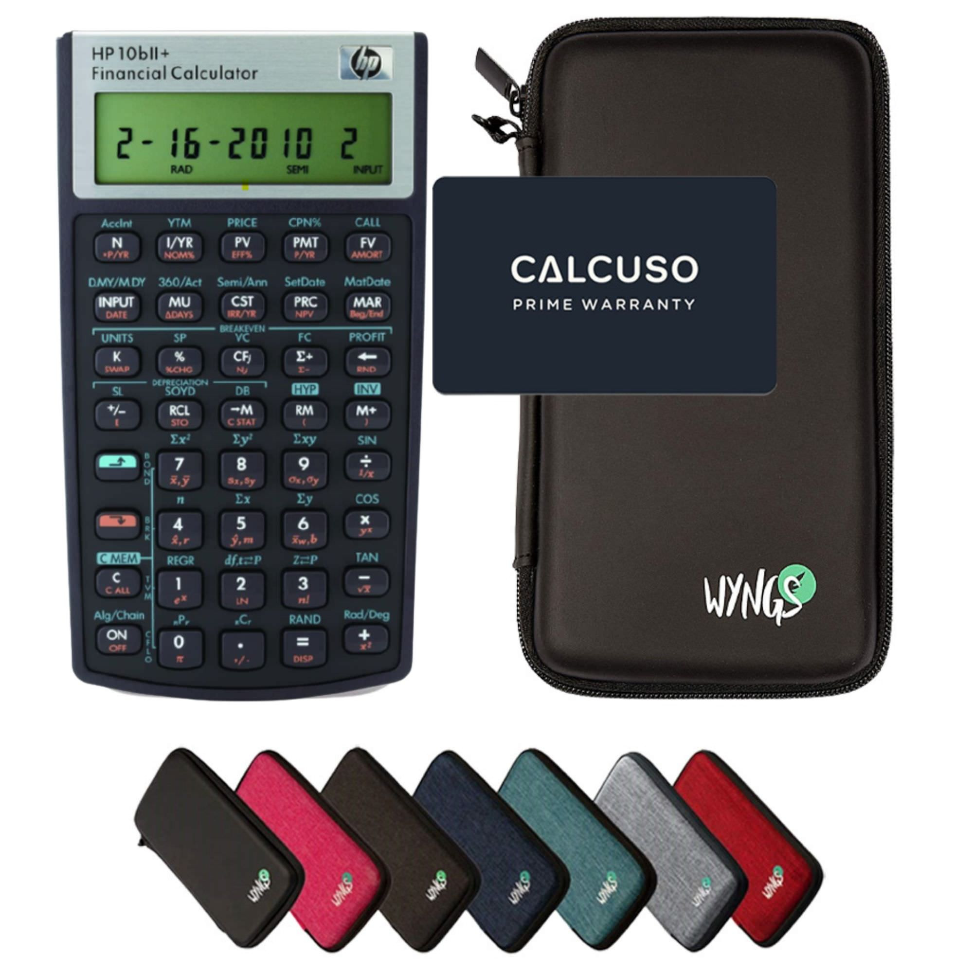 HP 10bll+ inkl. WYNGS Schutztasche - Finanzrechner - Basic Set