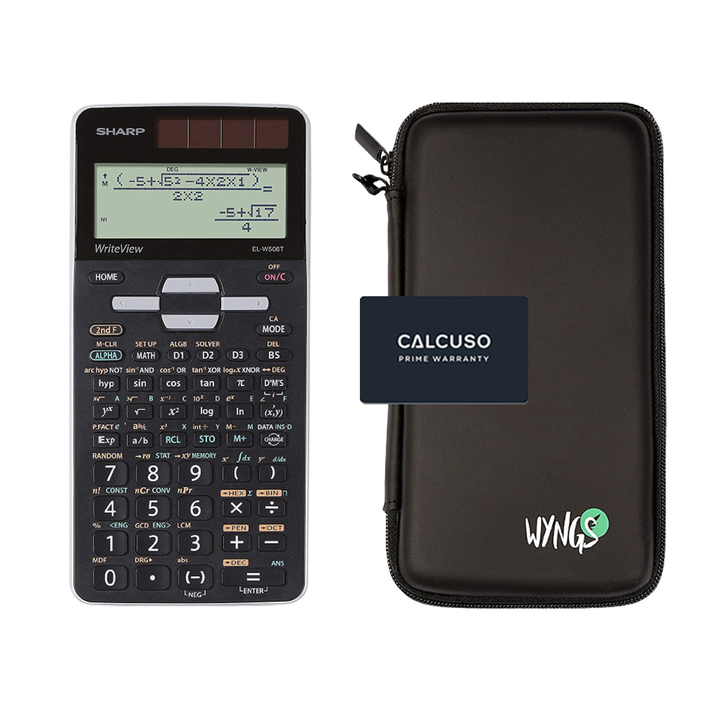 Sharp EL-W506T Grau inkl. WYNGS Schutztasche Schwarz - Wissenschaftlicher Taschenrechner - Basic Set