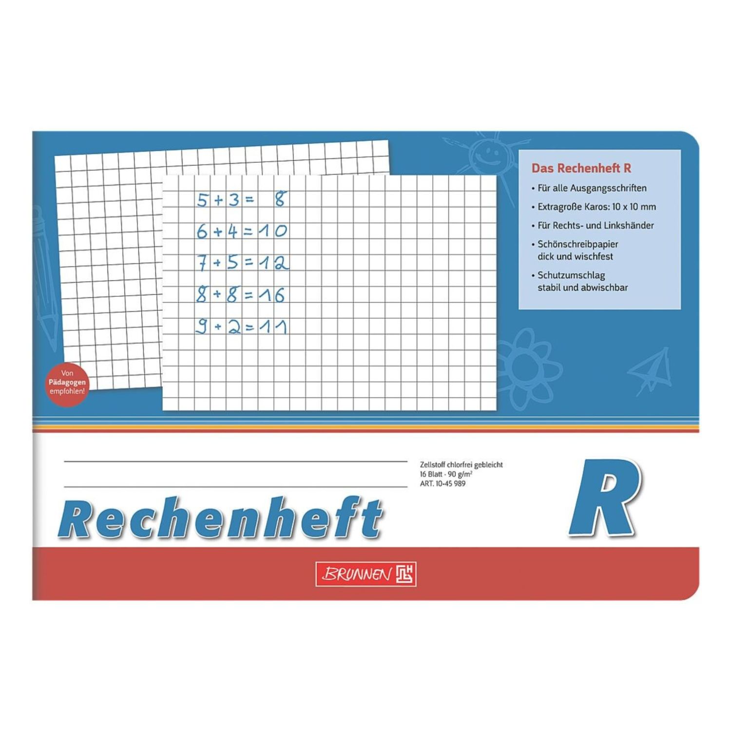 Schulheft/Rechenheft Brunnen A5quer LinR 16Bl