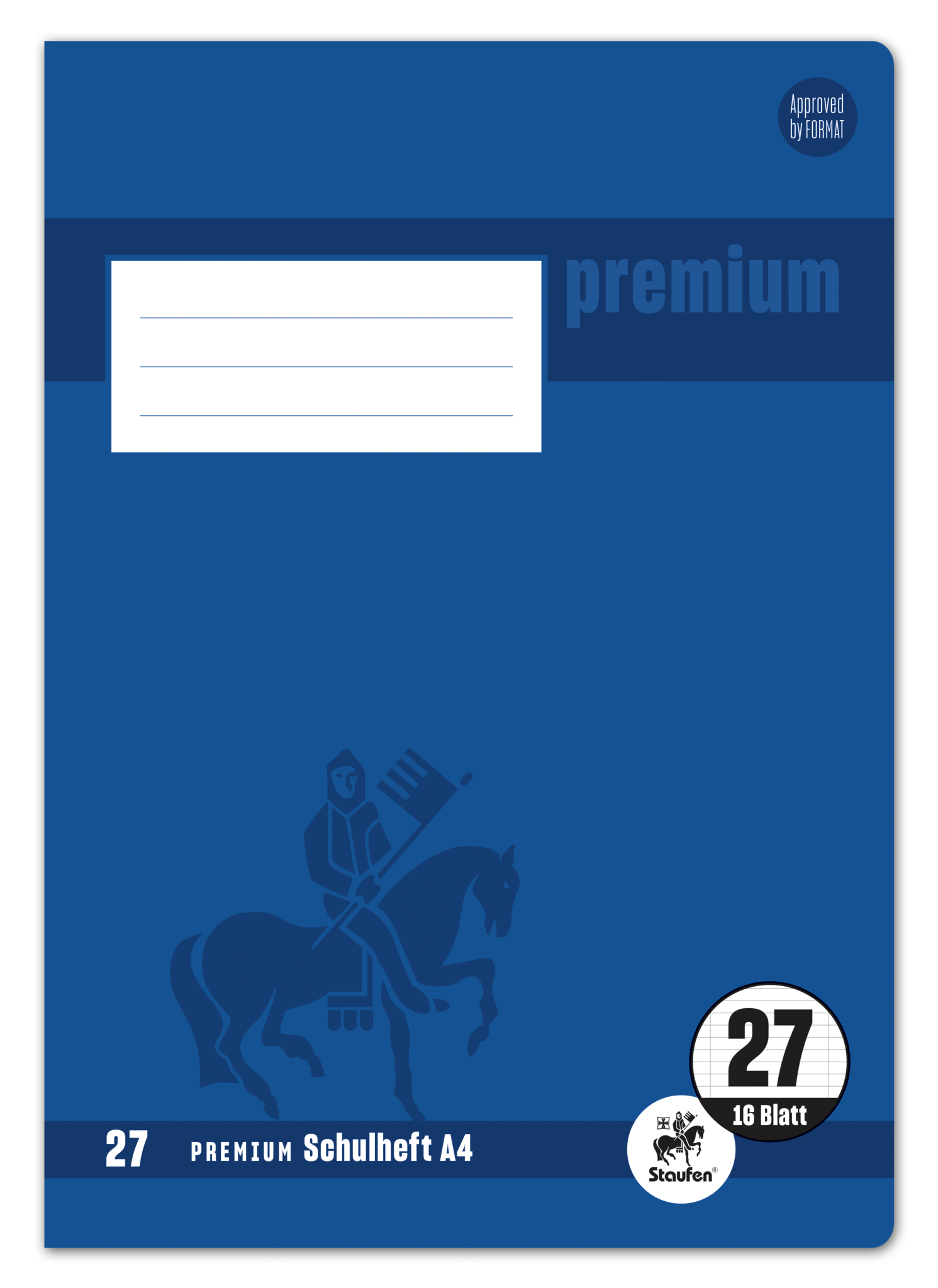 Staufen Premium Heft PREMIUM LIN 27 - A4, 16 Blatt, 90 g/qm, PREMIUM liniert mit Rand