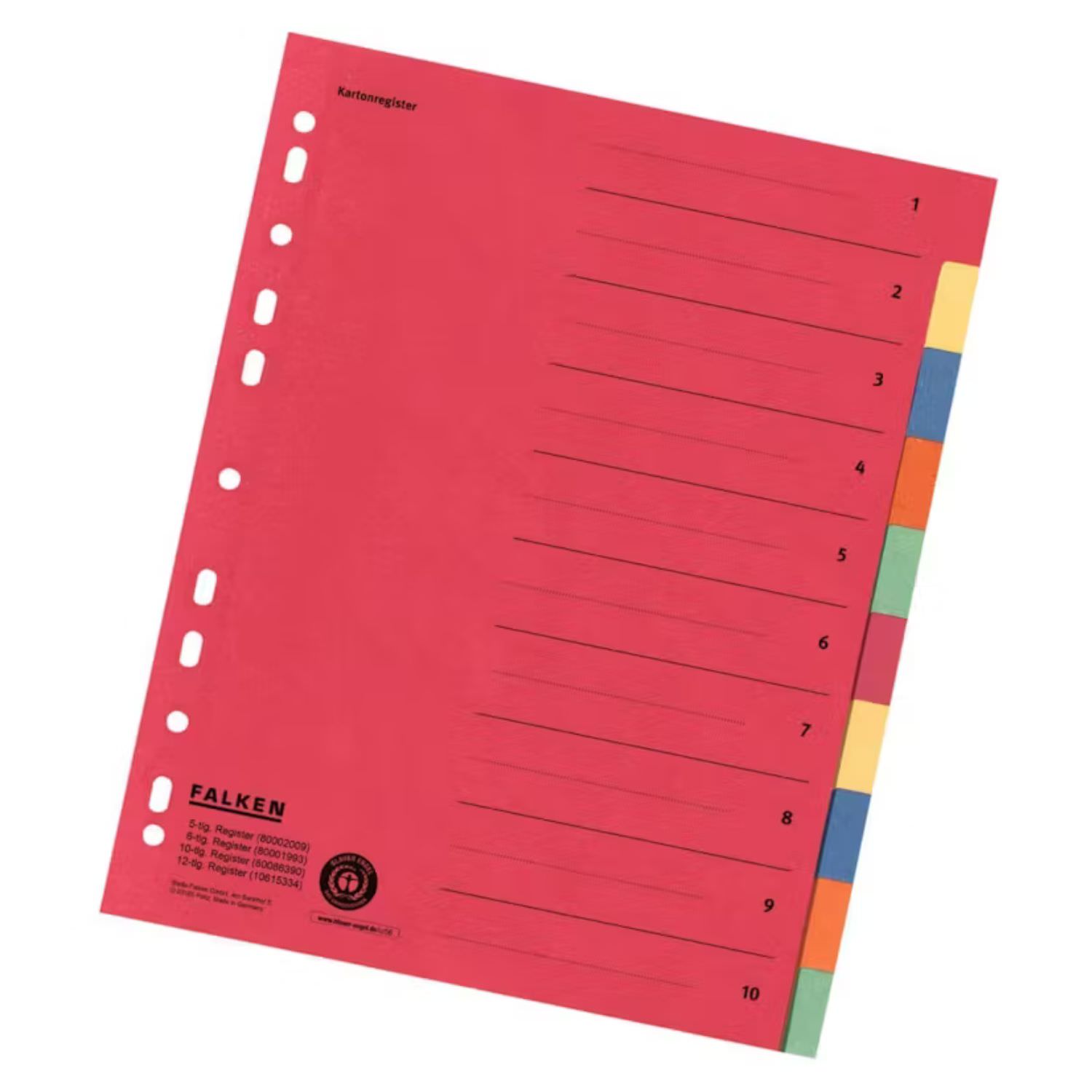 Falken Kartonregister A4 überbreit, 12-teilig, Blauer Engel