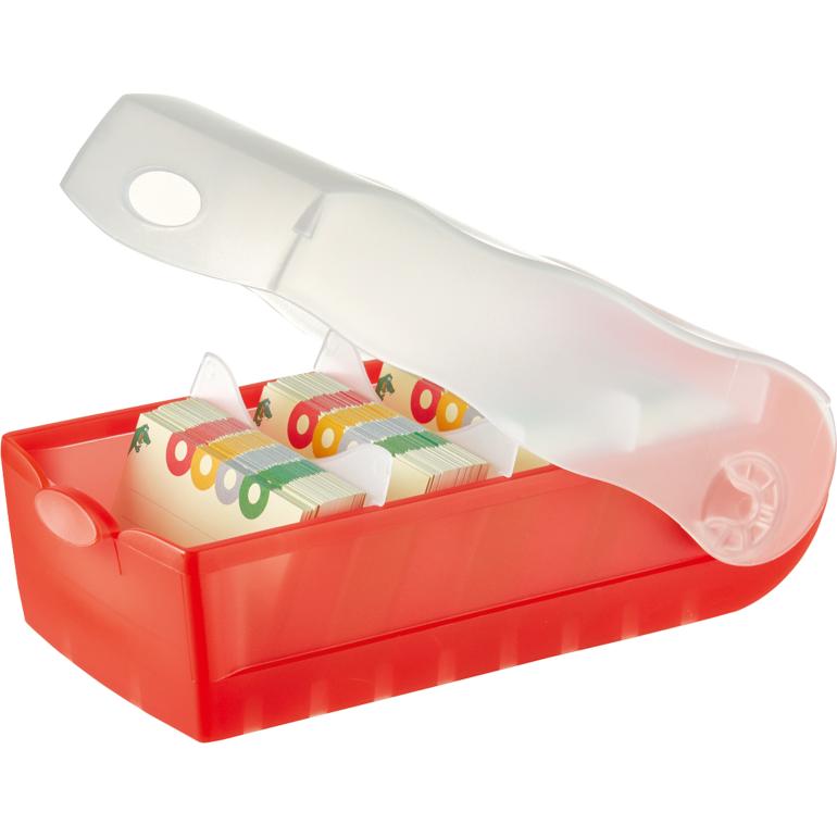 Han Karteibox CROCO - A8 quer, für 500 Karten, rot-transluzent