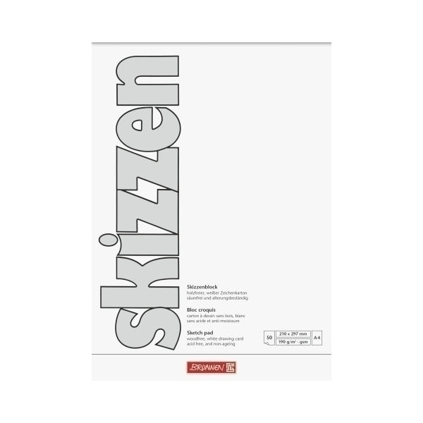 Skizzenblock - DIN A4 - 190 g/m² -  50 Blatt