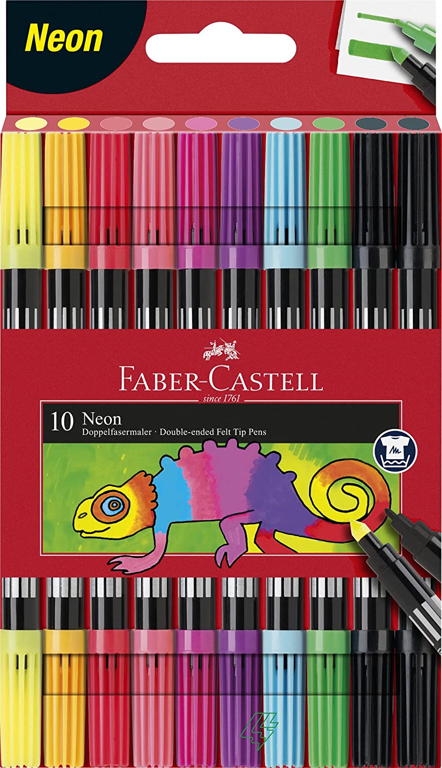Faber-Castell Faserschreiber Duo Neon - 10 Farben sortiert