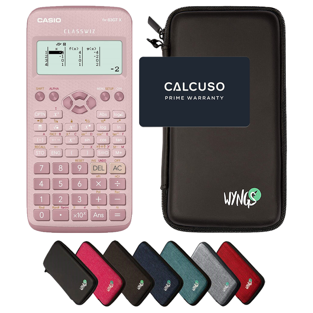 Casio fx-83GT X Pink ClassWiz inkl. WYNGS Schutztasche - Wissenschaftlicher Taschenrechner - Basic Set