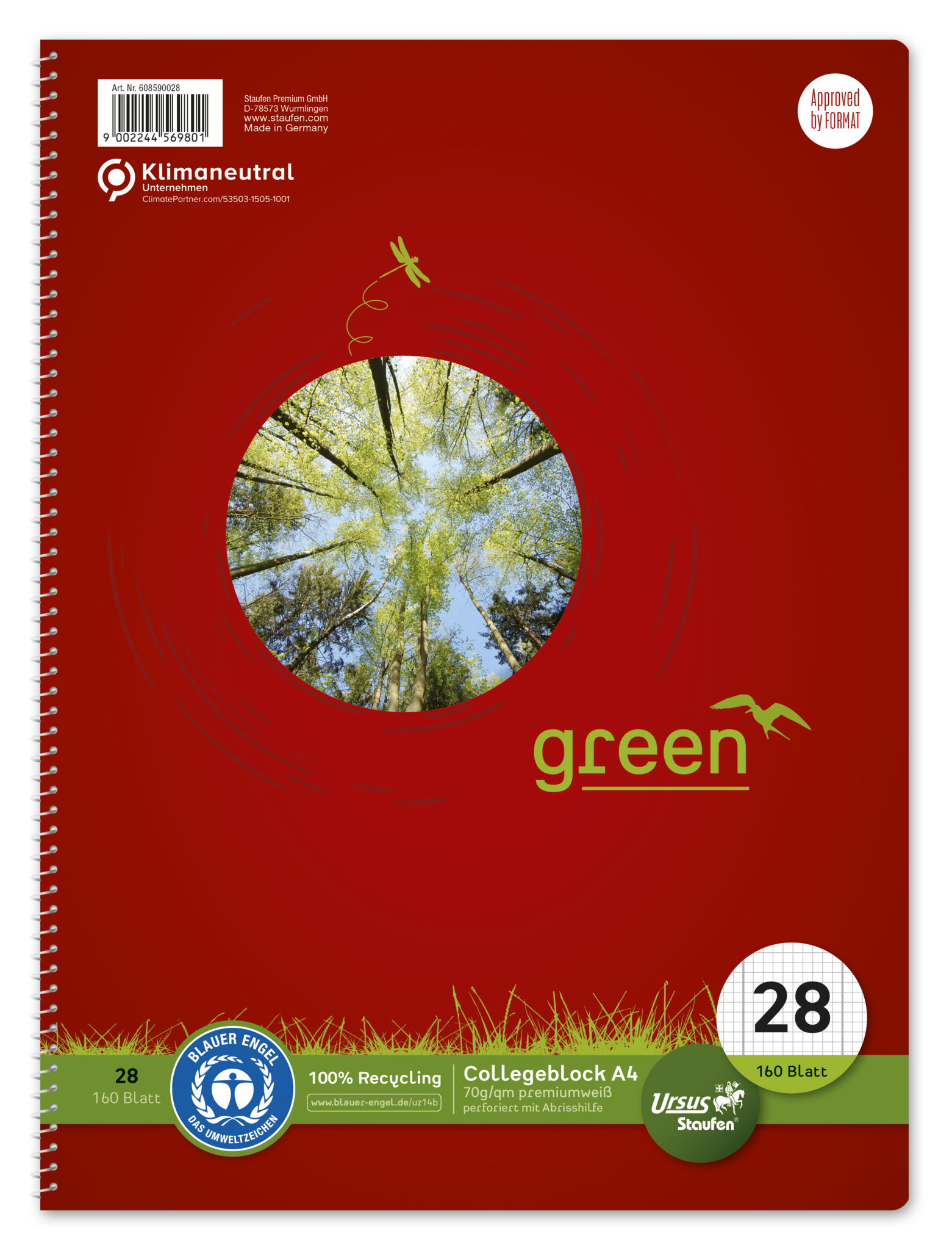 STAUFEN GREEN Collegeblock A4 160 Blatt - Lineatur 28
