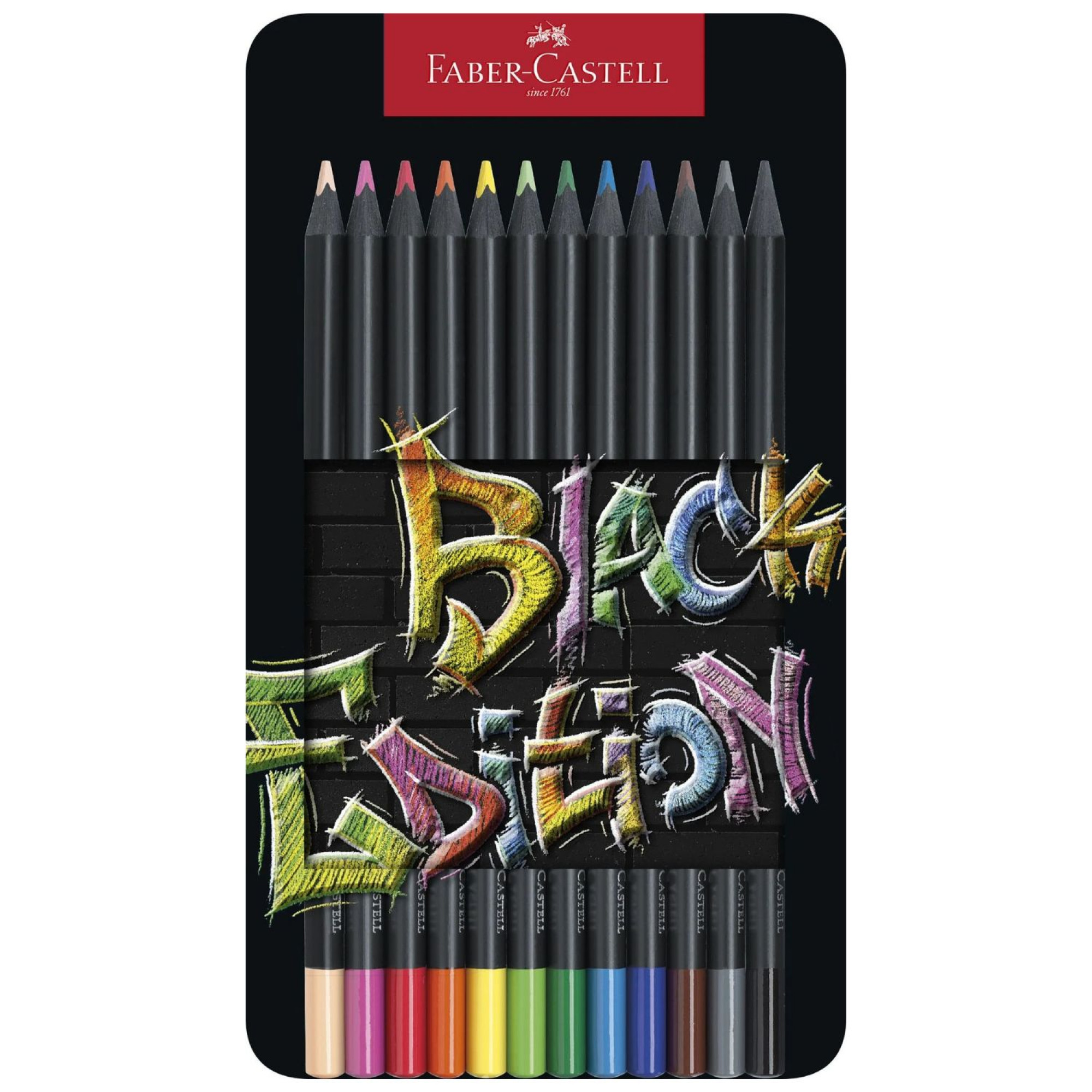 Faber-Castell Black Edition Metalletui, 12 Buntstifte