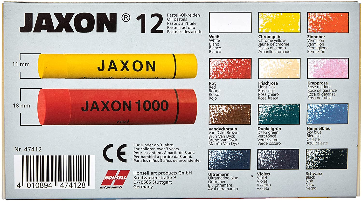 Pastell-Ölkreiden JAXON 47412 12er-Pappschachtel