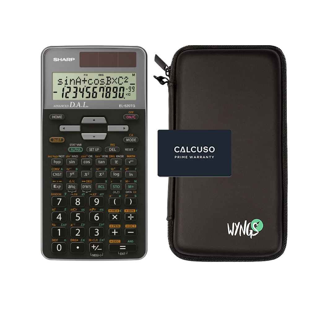 Sharp EL-520TG inkl. WYNGS Schutztasche Schwarz - Wissenschaftlicher Taschenrechner - Basic Set