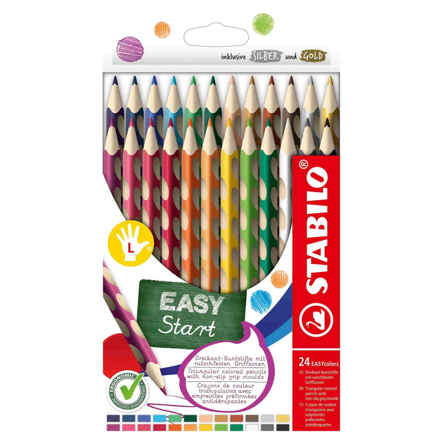 Stabilo Buntstifte Linkshänder, 24er Pack