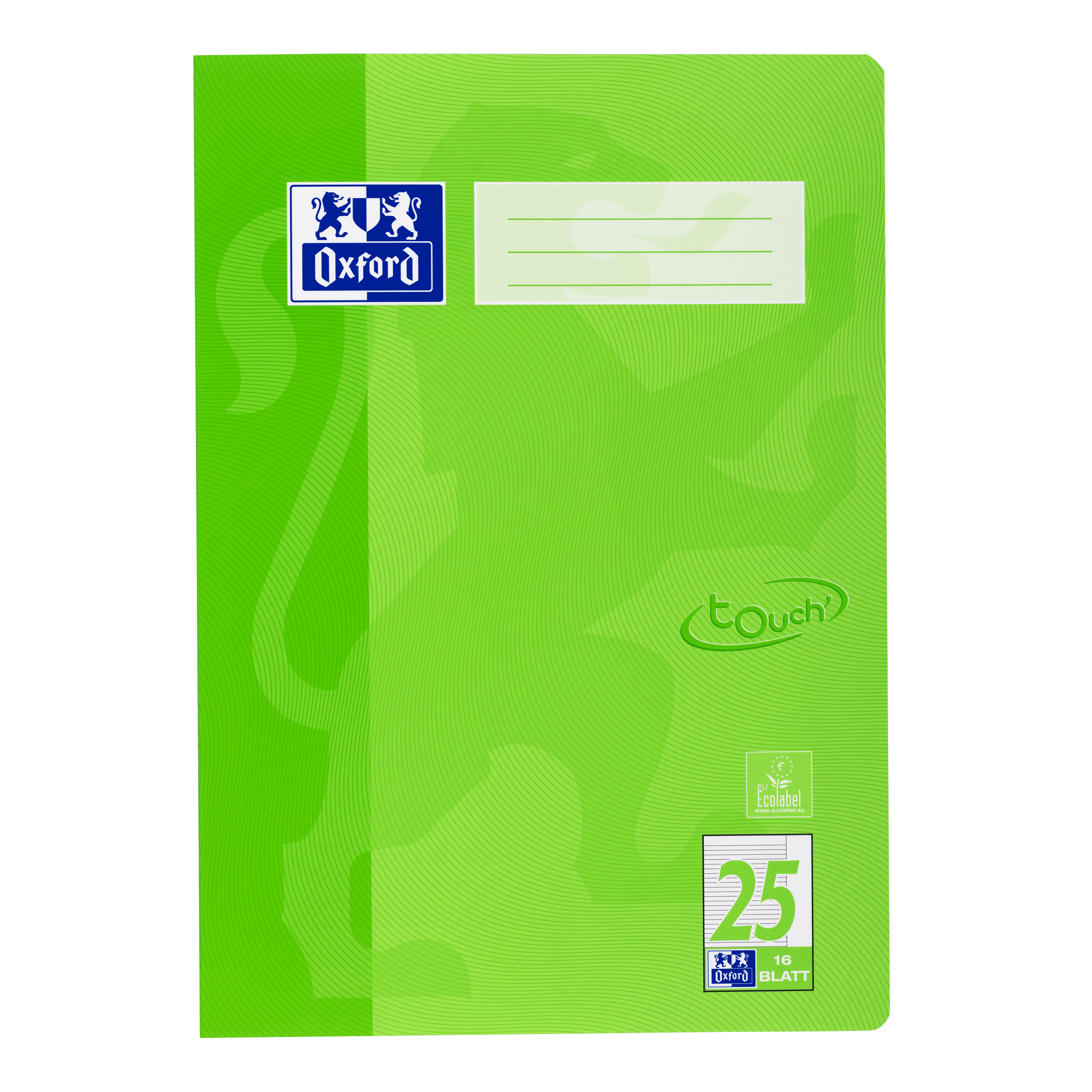 Oxford Heft A4 / 16 Blatt Lineatur 25 - Touch grün