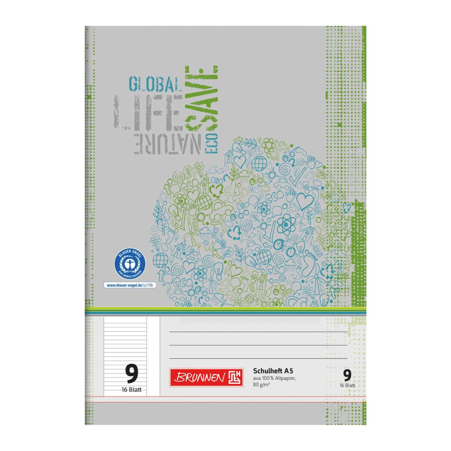 Brunnen Recyclinghefte A5, Lineatur 9