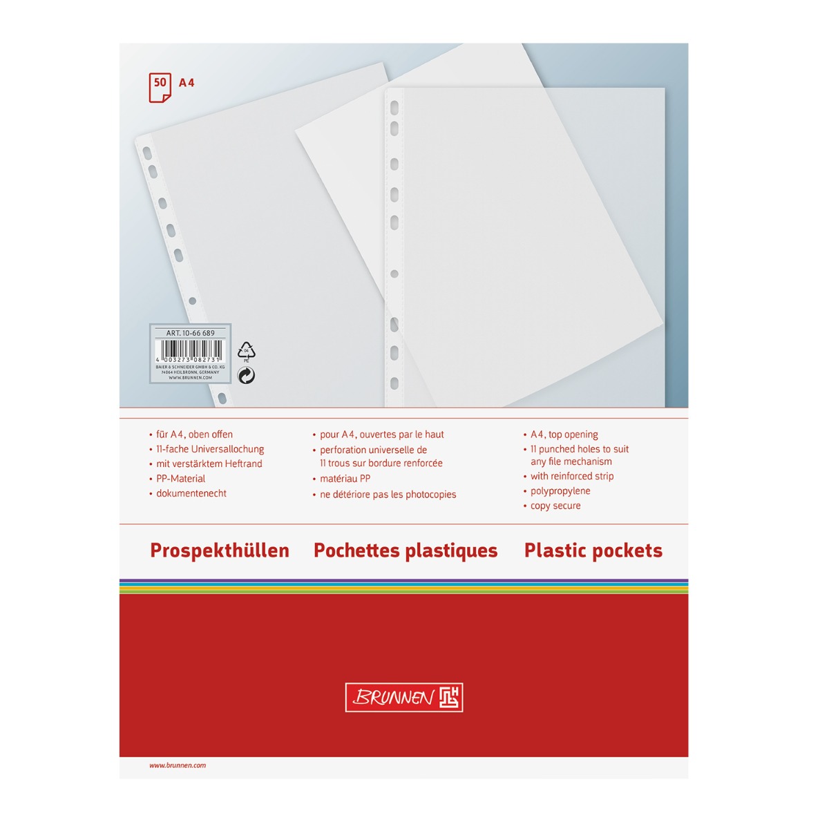Prospekthüllen | DIN-A4 - transparent - 50 Stück