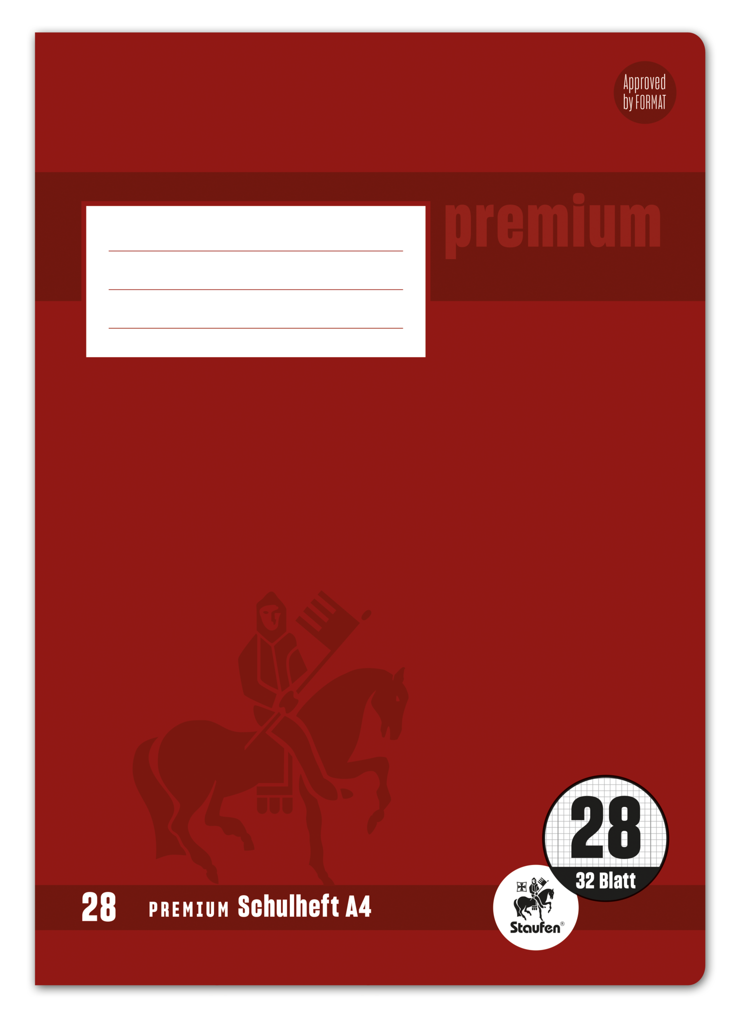 Staufen Premium Heft PREMIUM LIN 28 - A4, 32 Blatt, 90 g/qm, kariert mit Rand