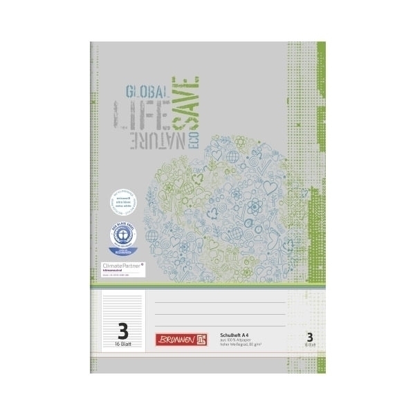Schulheft A4 Lin3 16Bl RCP