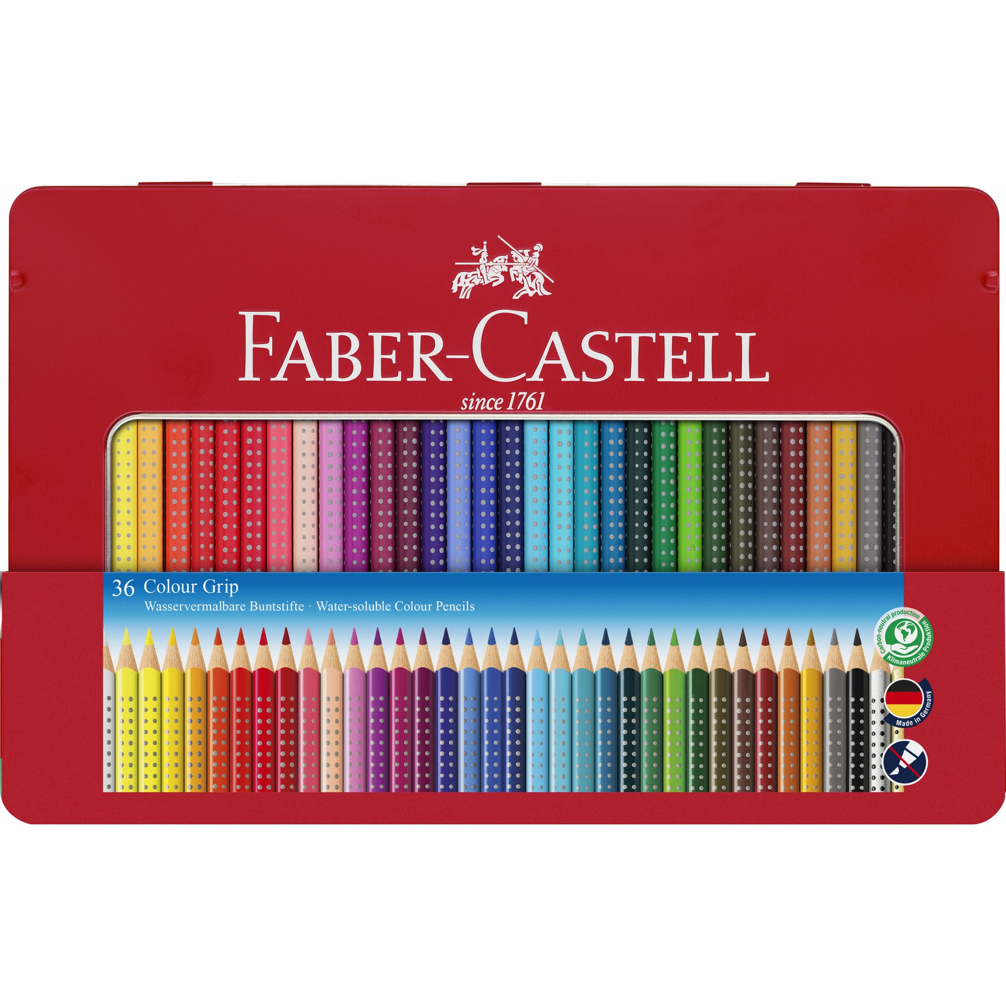 Faber-Castell Buntstift Colour GRIP - 36 Farben, Metalletui