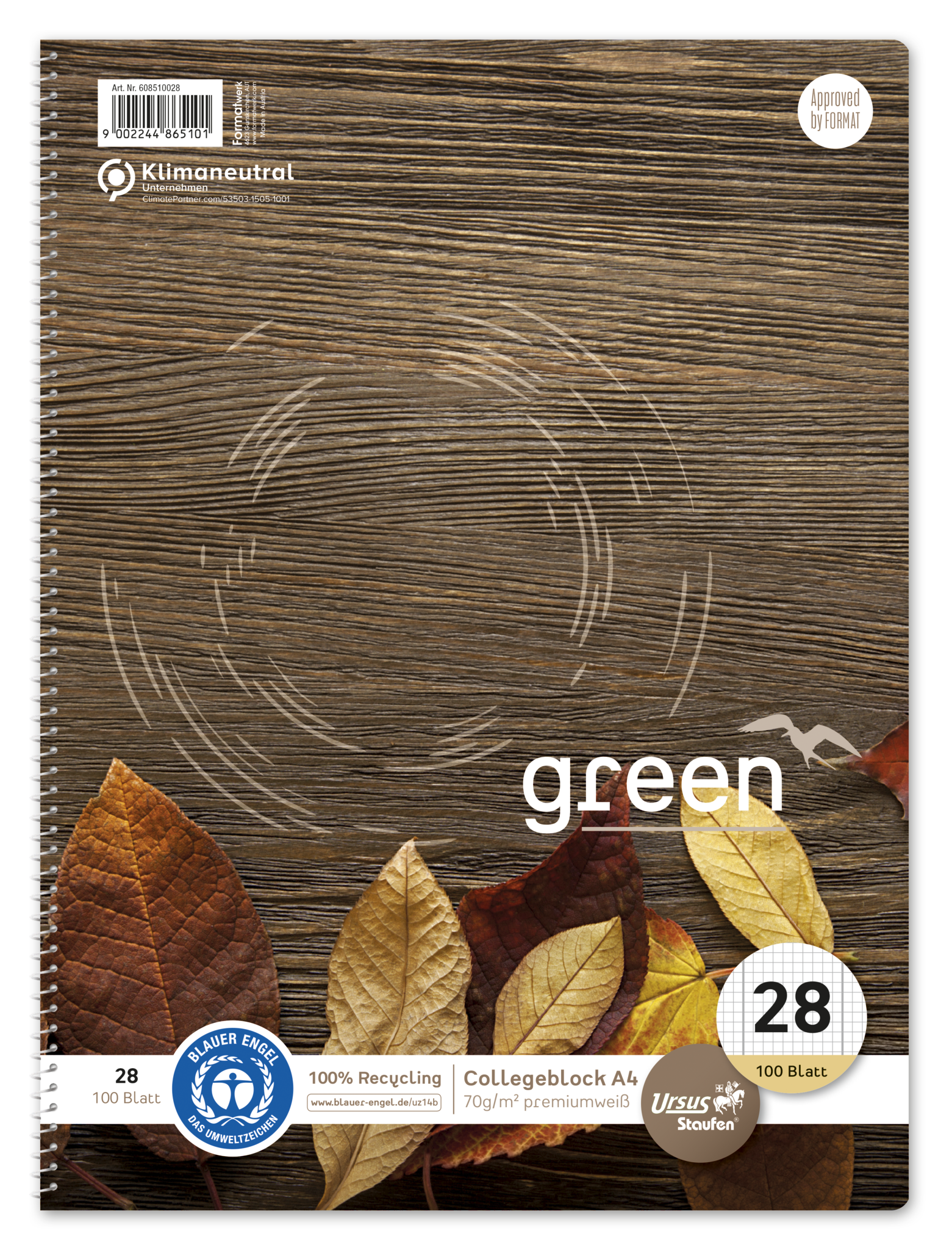 STAUFEN GREEN Collegeblock A4 100 Blatt - Lineatur 28