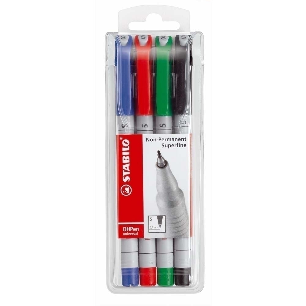 STABILO OHPen Folienschreiber wasserlöslich superfein 4er Etui