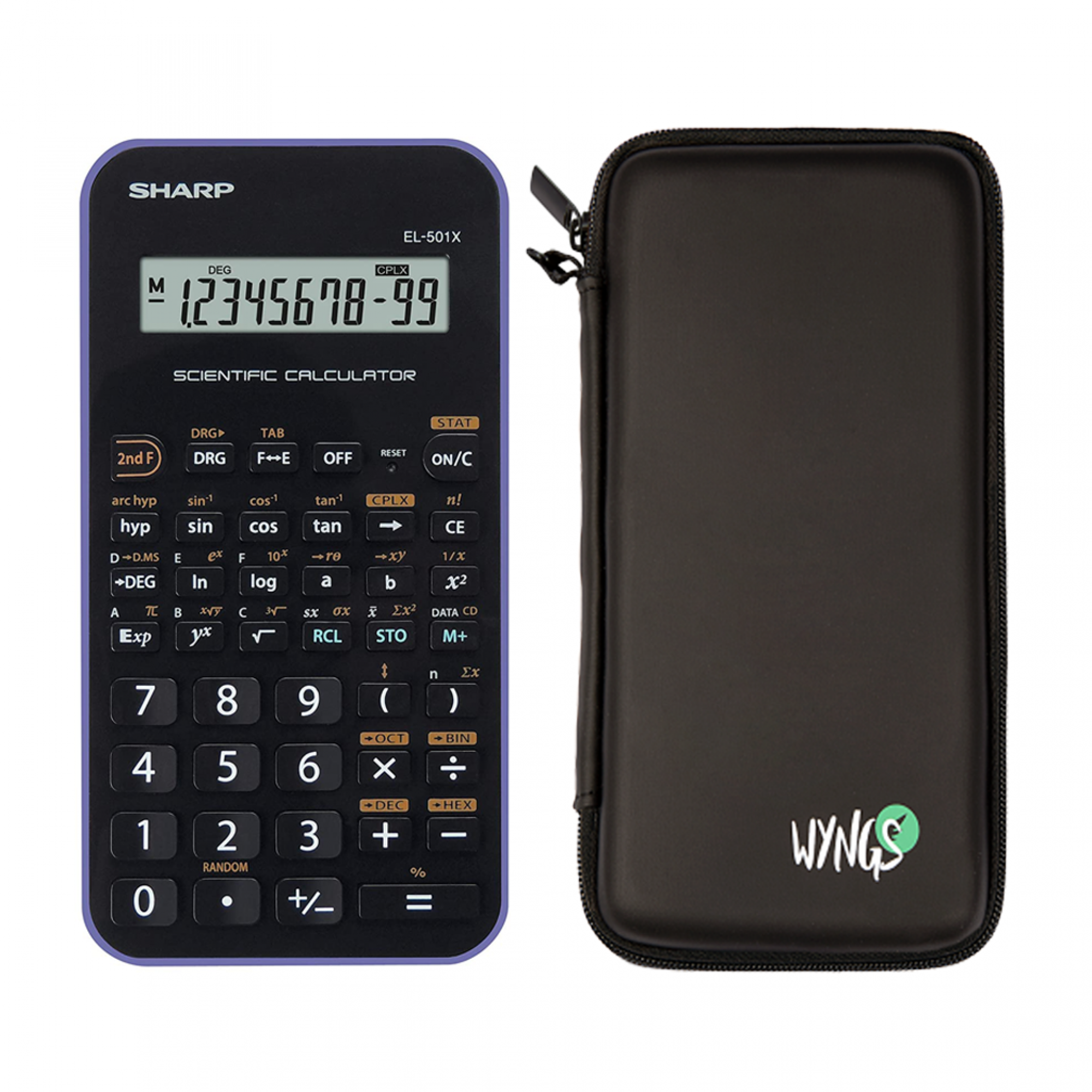 Sharp EL 501X Violett + WYNGS Schutztasche kompatibel mit Sharp EL 501X