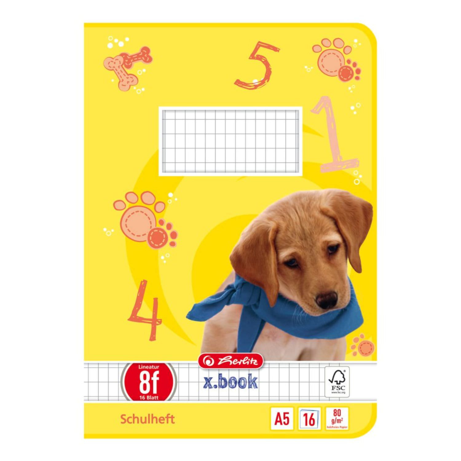 Herlitz Schulheft A5, Lineatur 8f