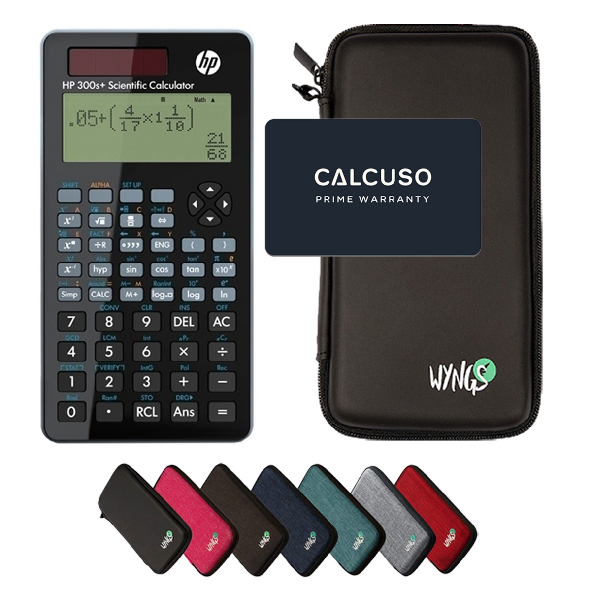 HP 300s+ inkl. WYNGS Schutztasche Schwarz - Wissenschaftlicher Taschenrechner - Basic Set