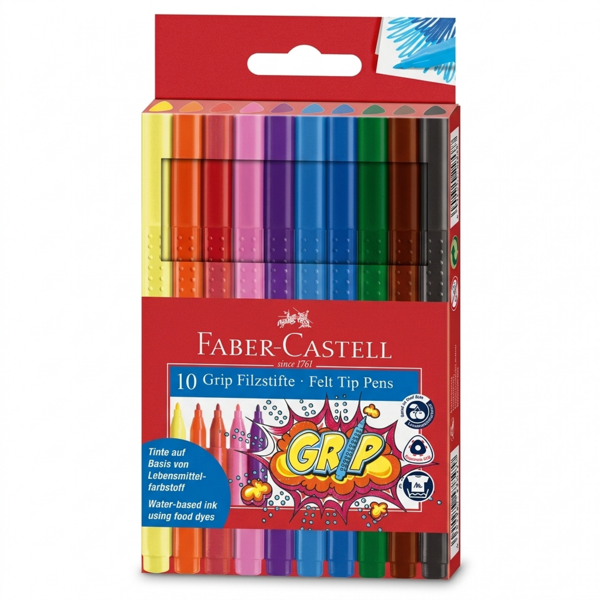 Faber-Castell Filzstifte Grip Colour, 10er Etui