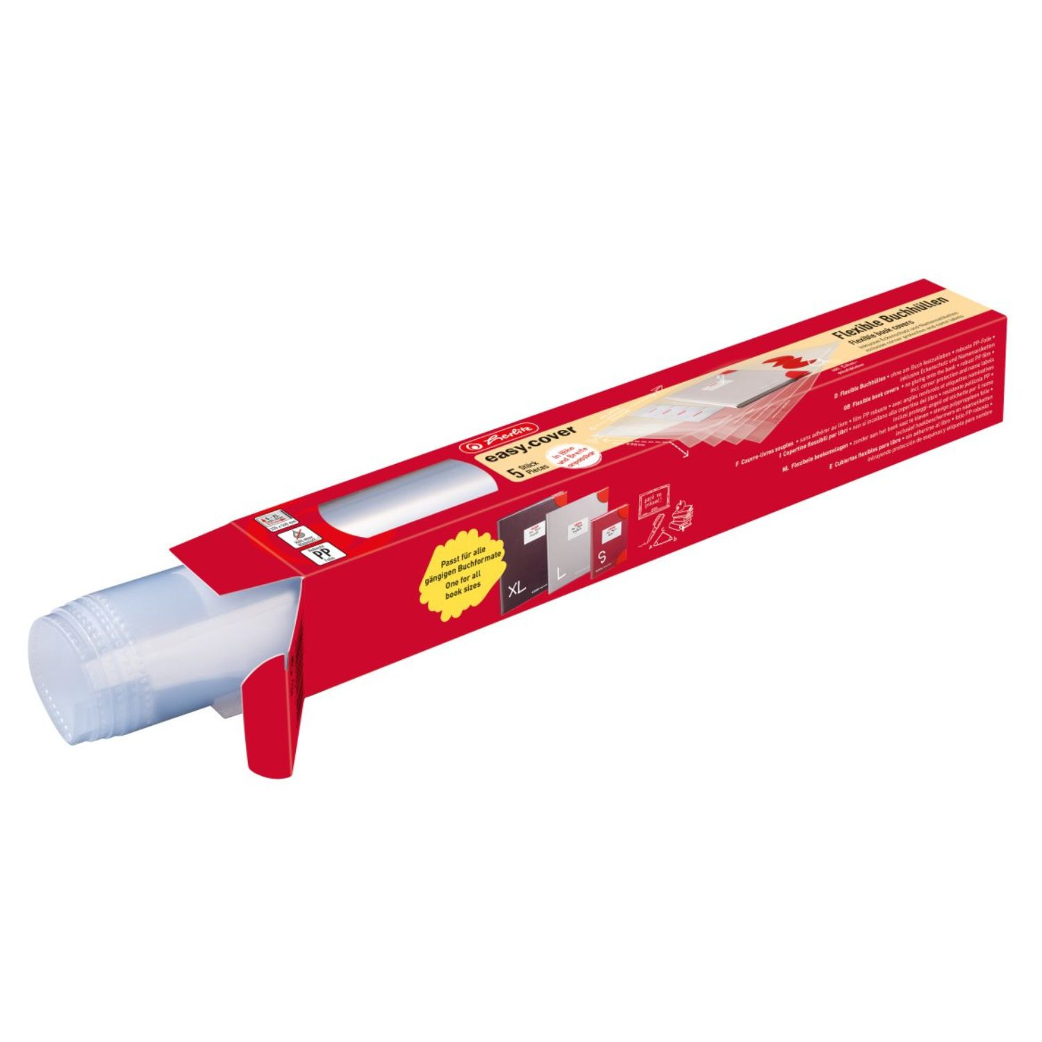 Herlitz Bucheinbandfolie easy cover, 5er Pack