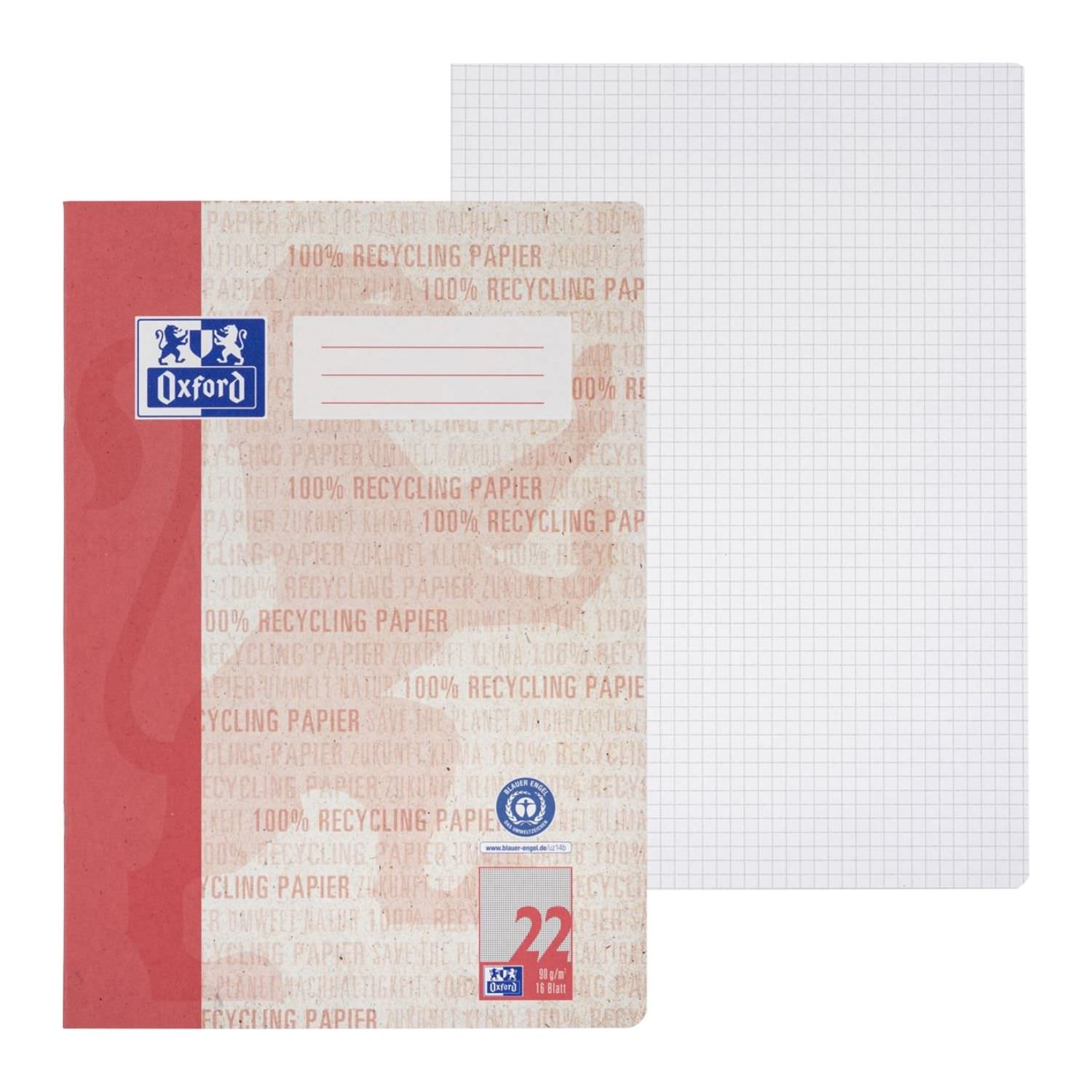 Oxford Recycling Schulheft A4, Lineatur 22