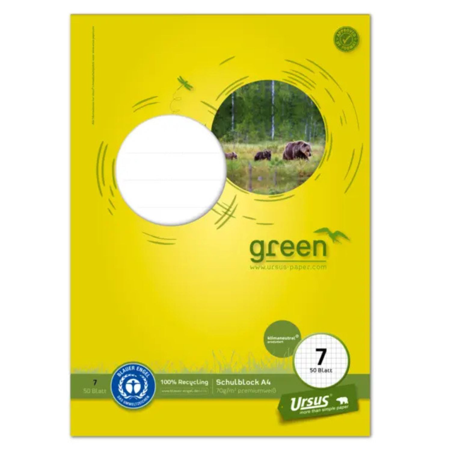 Staufen Schulblock Blauer Engel, Lineatur 7, DIN A4, gelocht