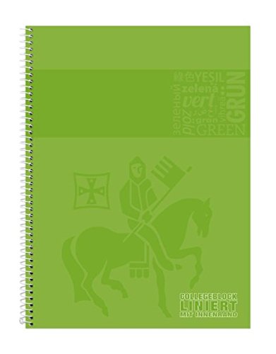 Staufen Premium Collegeblock Premium LIN 21 - A4, 80 Blatt, 90 g/qm, grün, liniert mit Rand innen