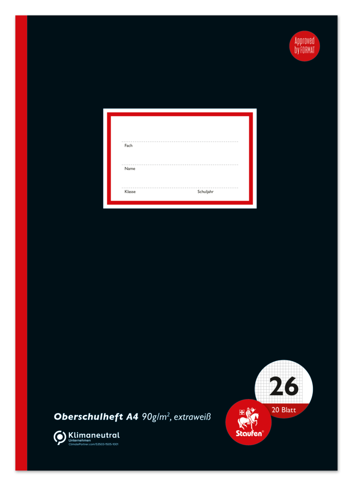 Staufen Oberschulheft A4 kariert kariert mit Rand 20 Blatt