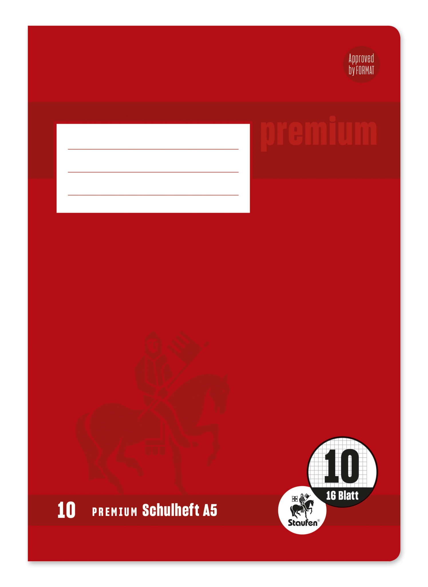 Staufen Premium Heft PREMIUM LIN 10 - A5, 16 Blatt, 90 g/qm, kariert mit Rand