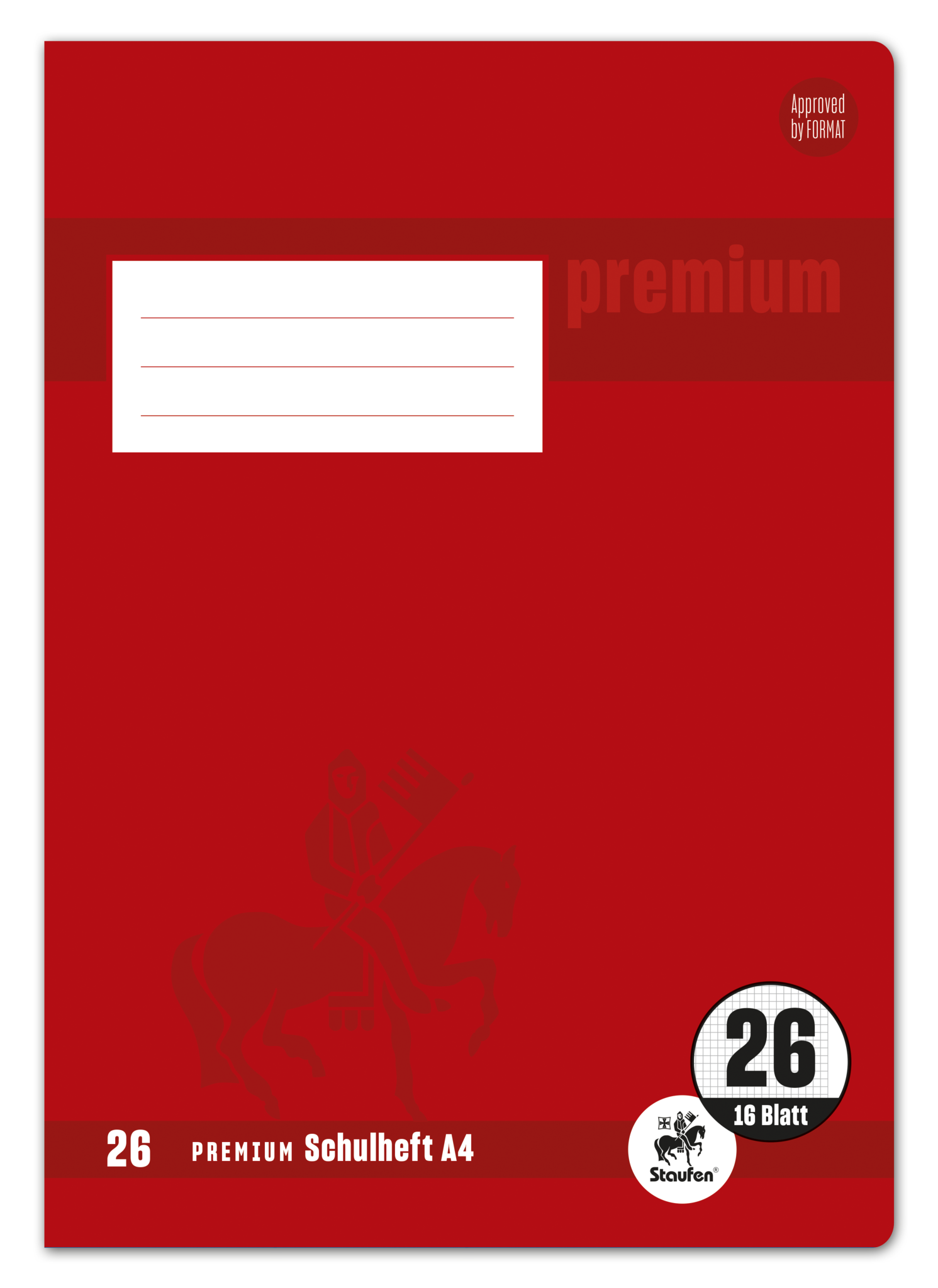 Staufen Premium Heft PREMIUM LIN 26 - A4, 16 Blatt, 90 g/qm, 5 mm kariert mit Rand