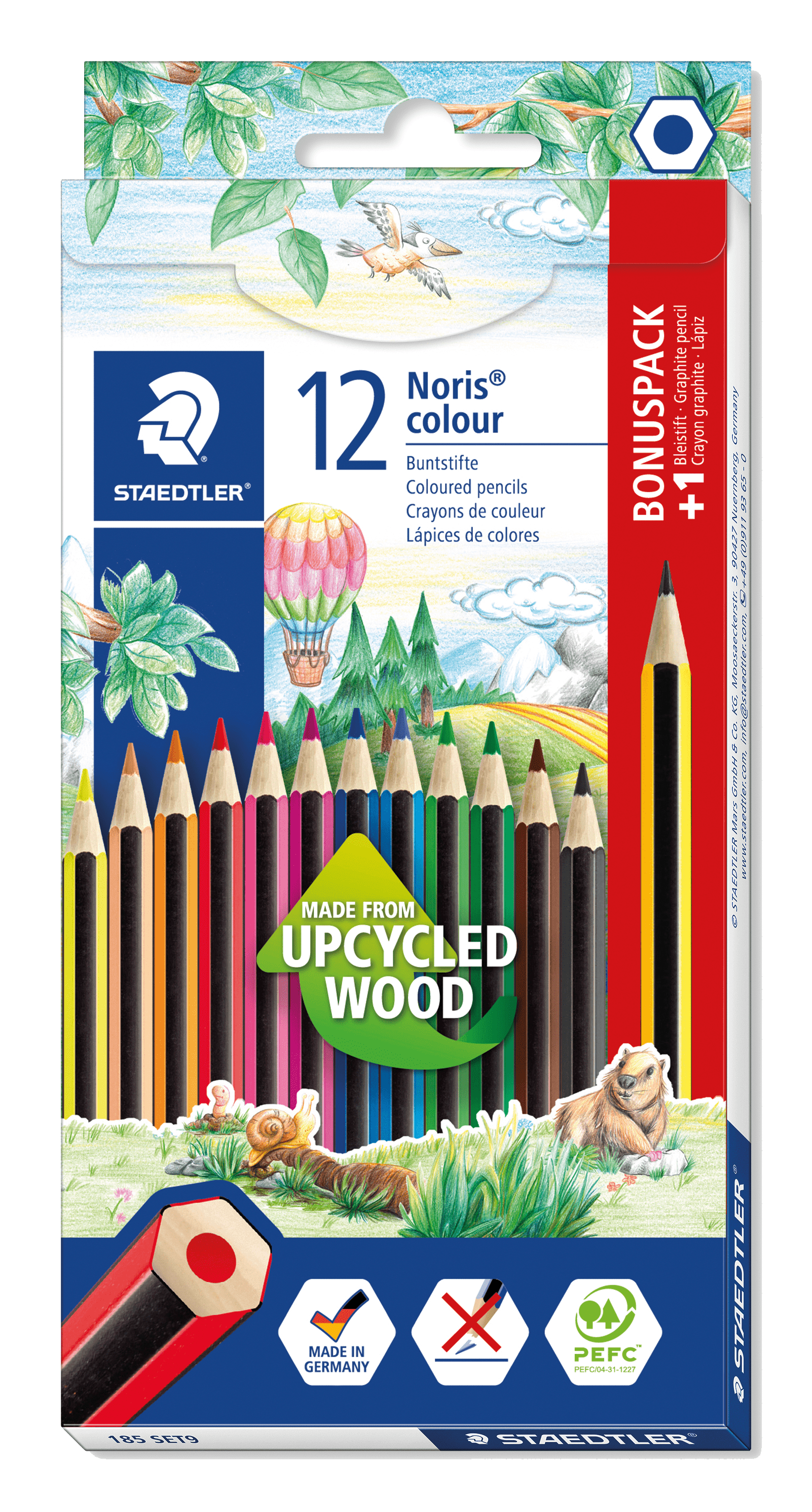 STAEDTLER Noris colour Buntstifte, Kartonetui mit 12 Buntstiften und 1 Bleistift