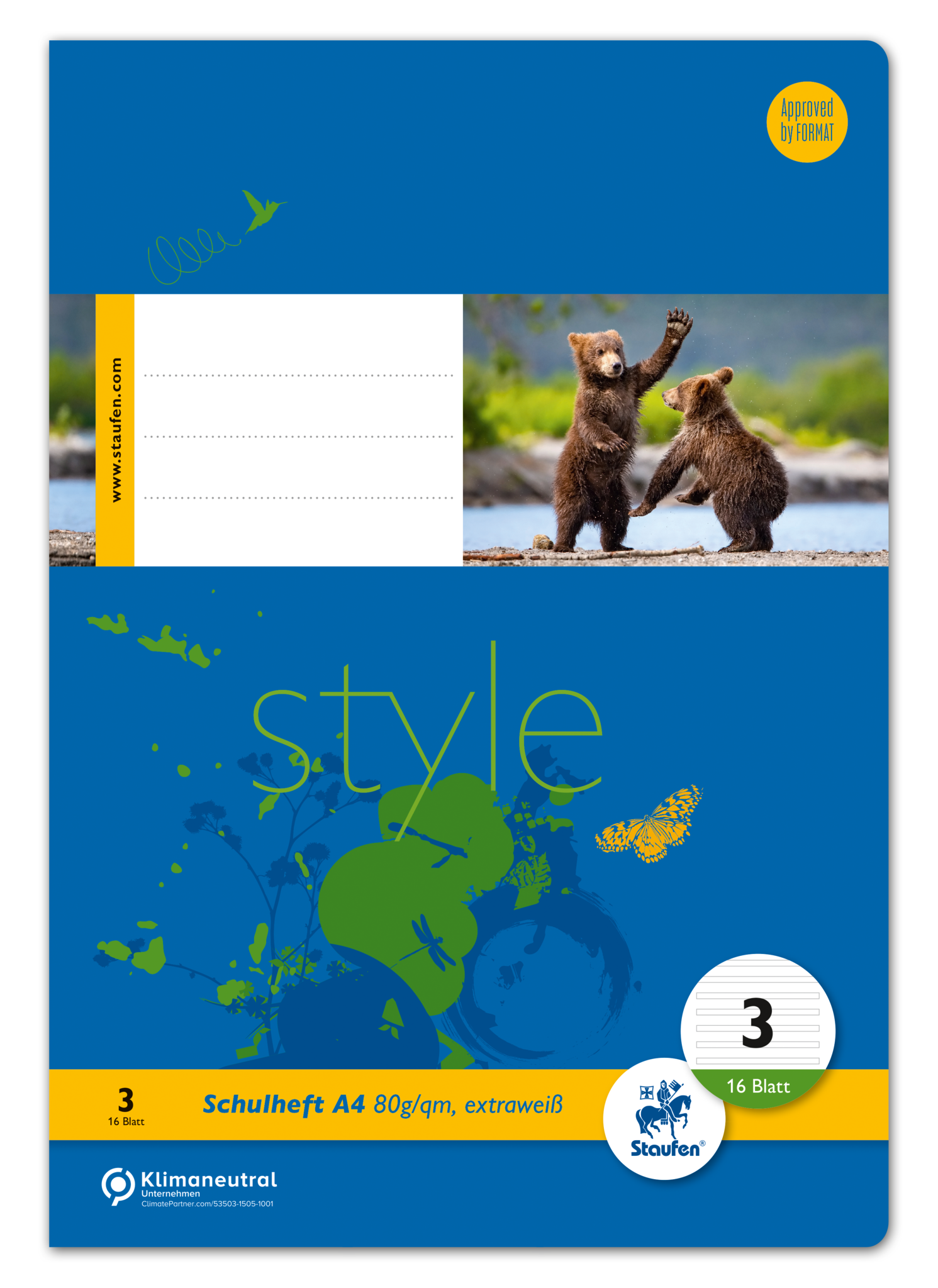 Staufen Heft LIN3 - A4 16 Blatt 80g/qm 21 Doppellinien