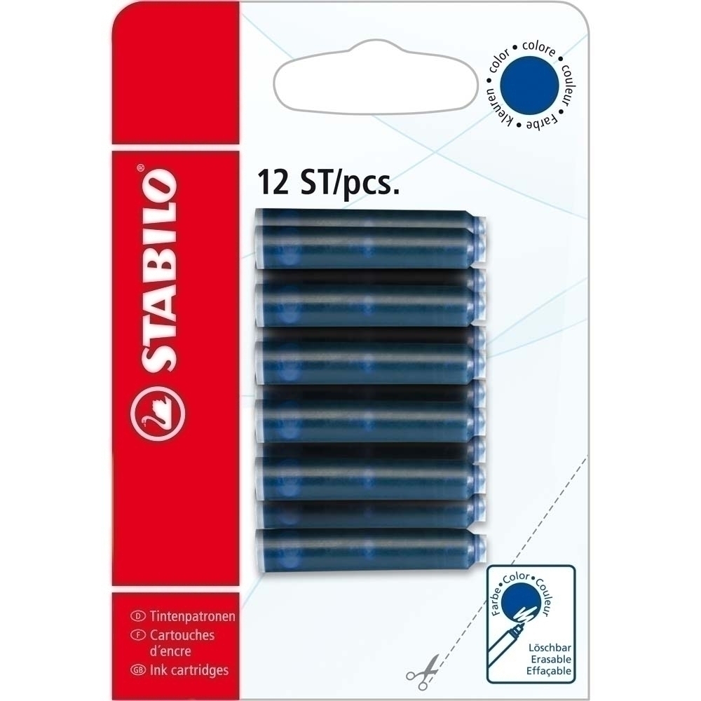 STABILO Tintenpatrone blau 12er Blister