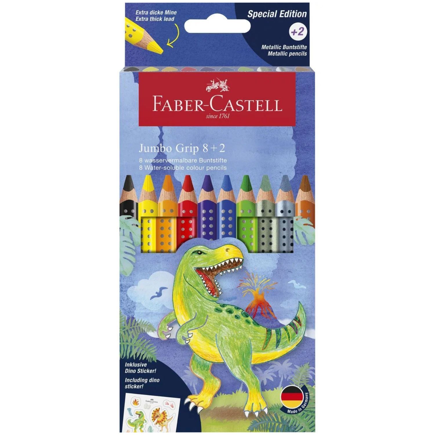 Faber-Castell Jumbo Grip Dino 8+2 Metallic