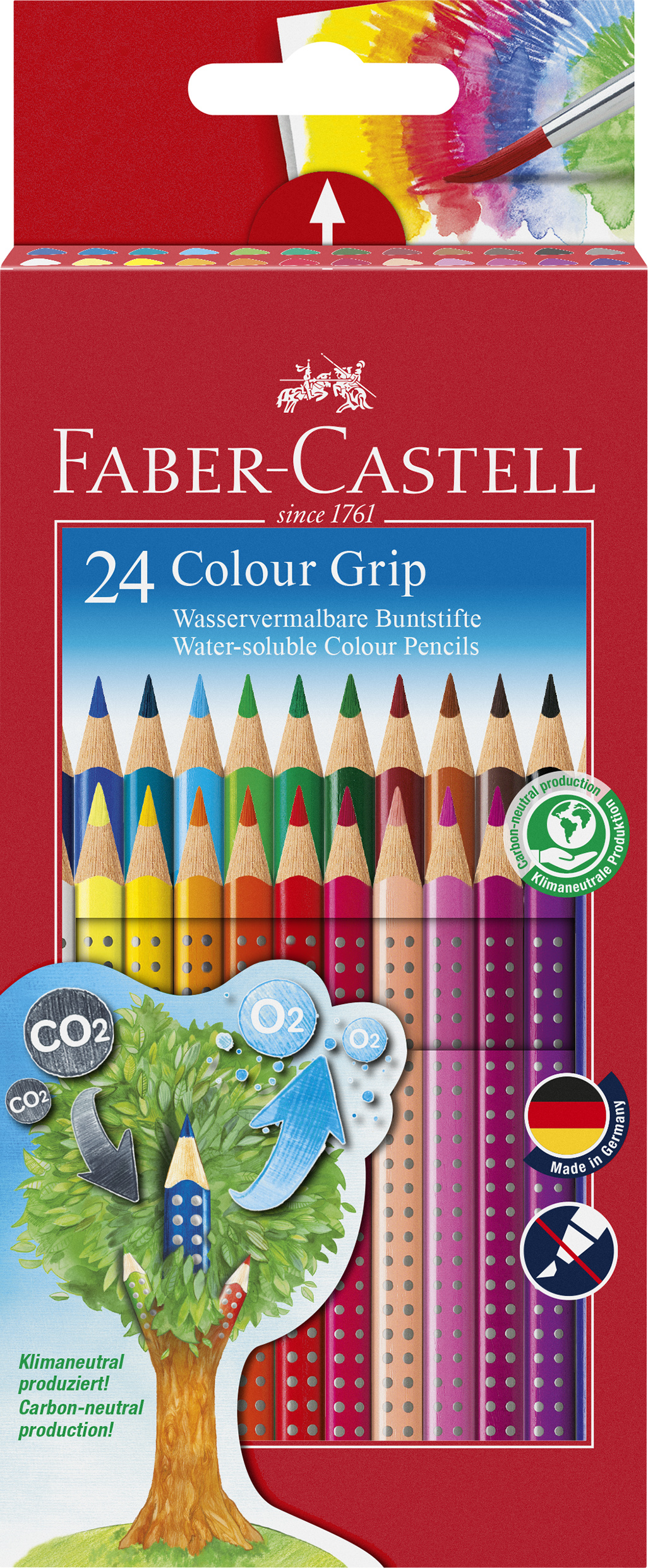 Faber-Castell Buntstift Colour GRIP - 24 Farben, Kartonetui