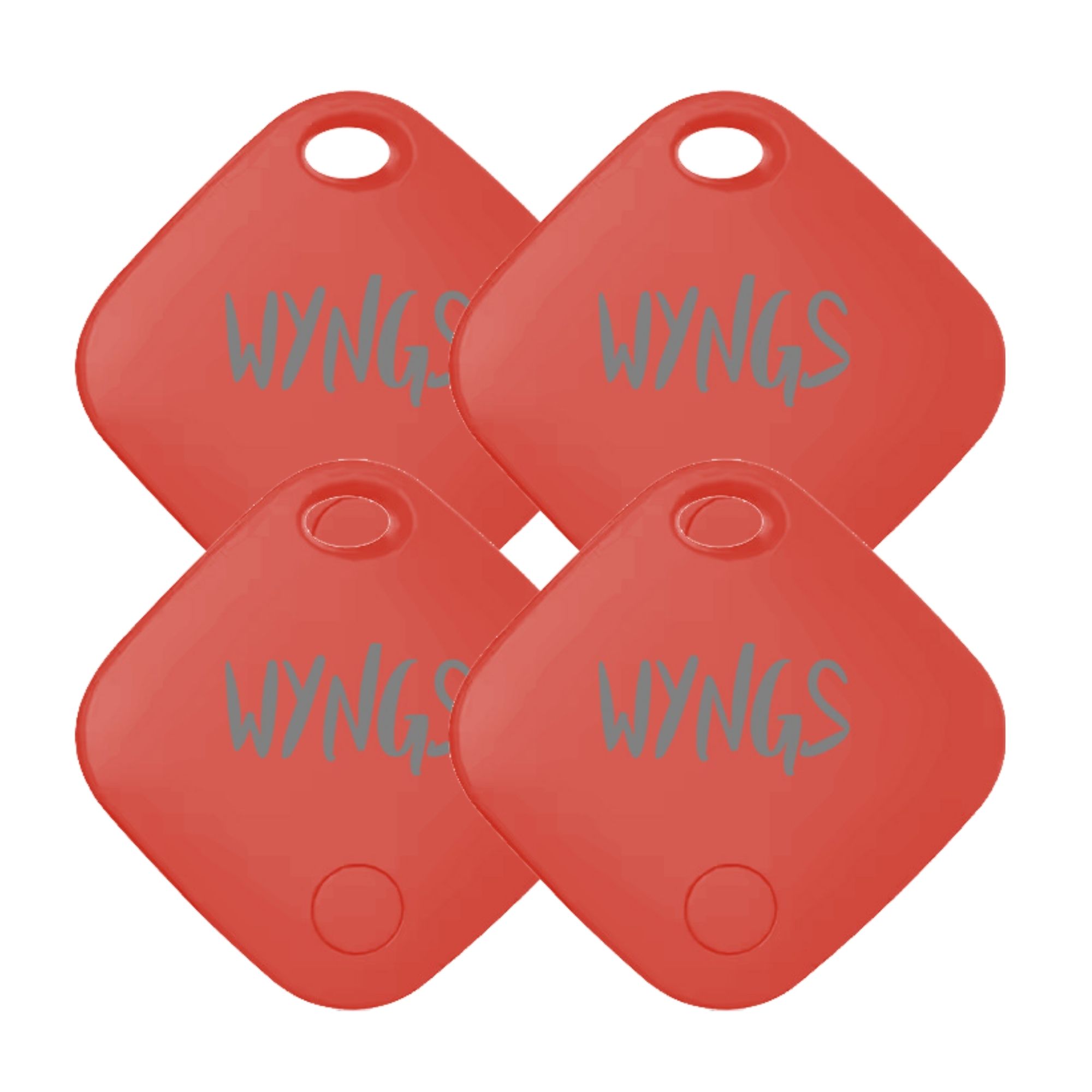 WYNGS Smart Air Tag, Schlüsselfinder (Nur mit iPhone kompatibel) - Rot - 4er Set