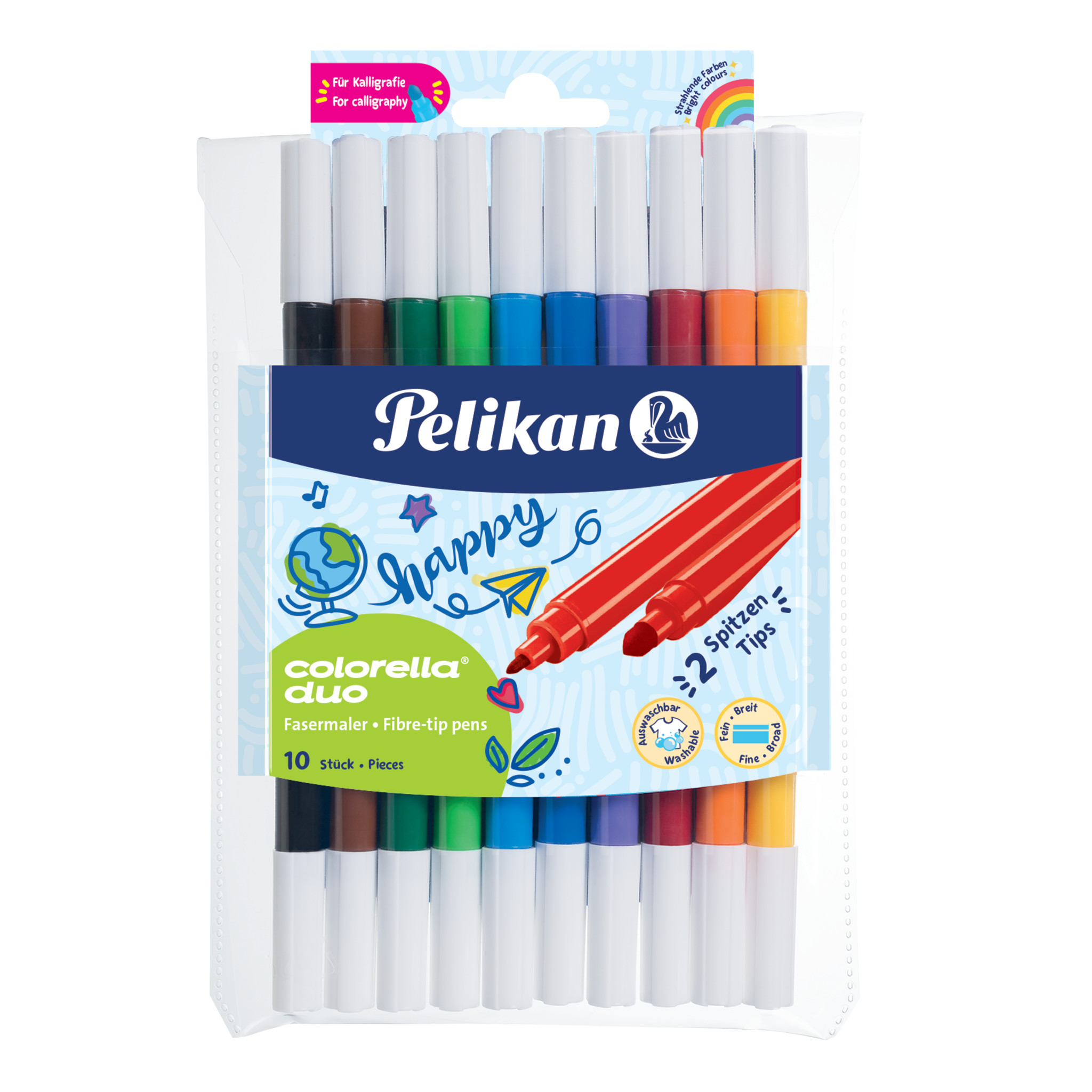 Pelikan Doppelfasermaler Colorella® duo - 10 Farben, 1 mm und 2 mm, sortiert