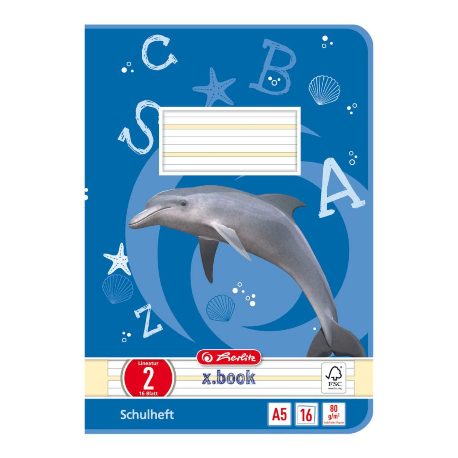 Herlitz Schulheft A5, Lineatur 2
