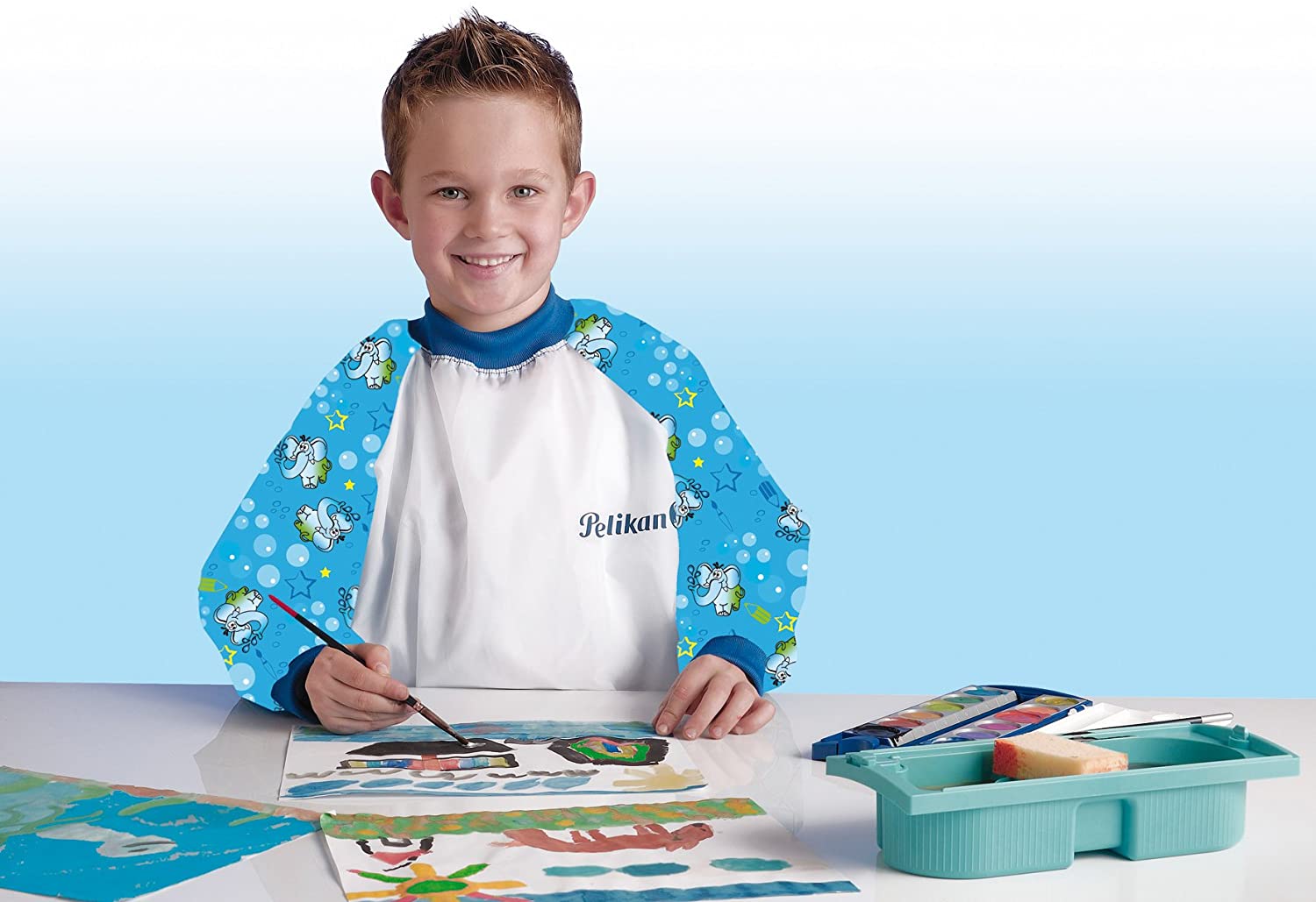 Pelikan Malschürze Boy Ärmel blau