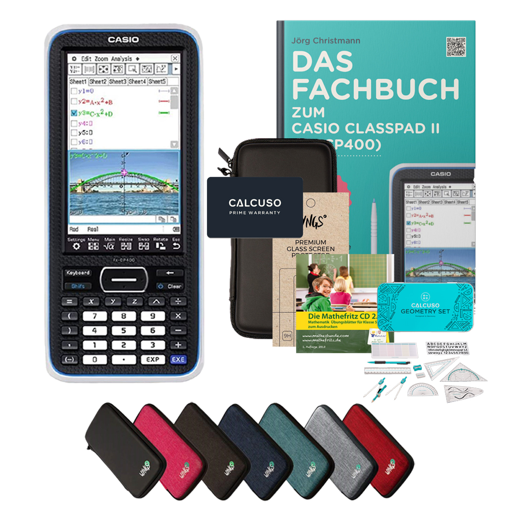 CALCUSO Streberpaket Schwarz mit Grafikrechner Casio Classpad II - Casio FX-CP400